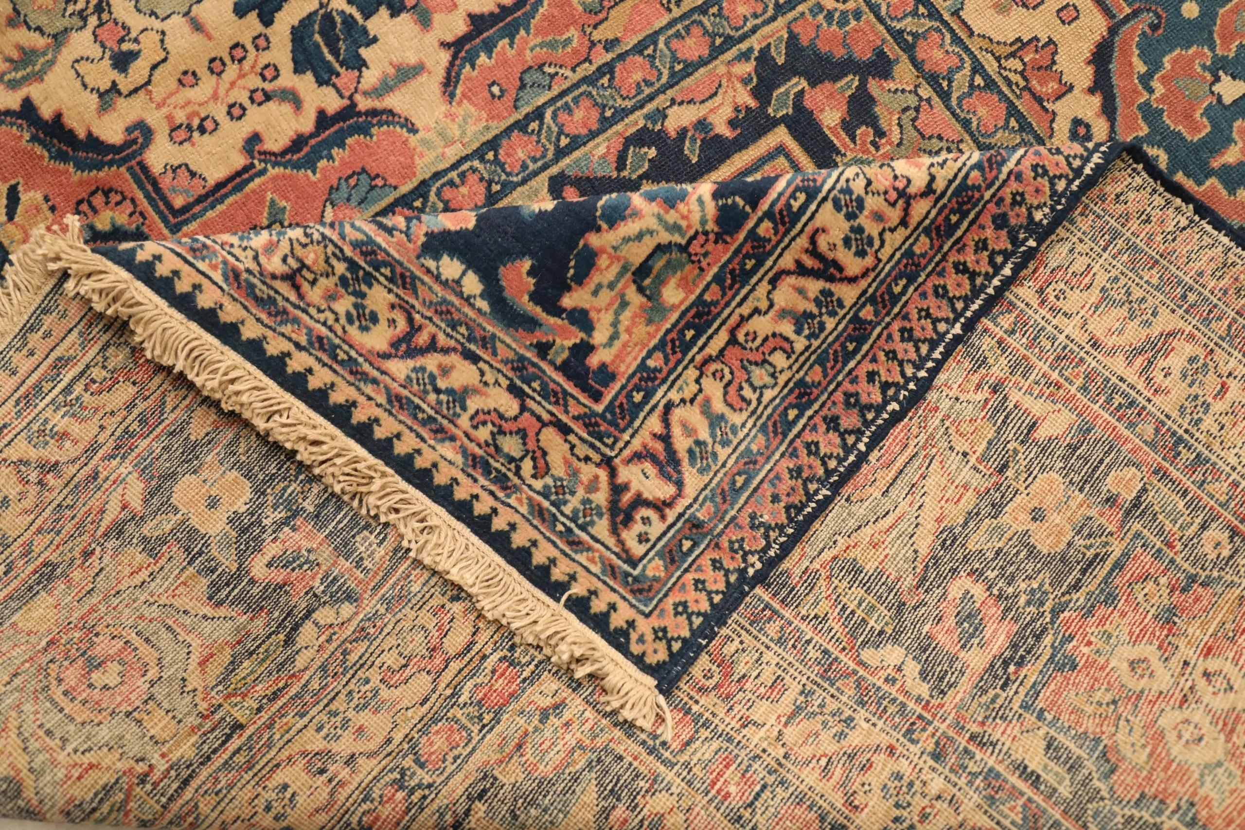 Persische Tabriz Over Size Teppich - Wolle Blau Elfenbein Marineblau Rot - 71079 (20. Jahrhundert) im Angebot