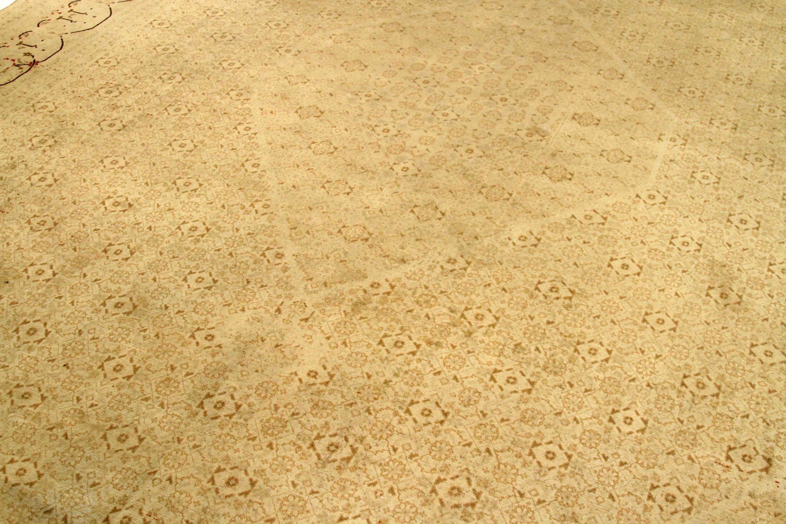 Iracheno Tappeto Persiano Tabriz Over Size - Lana Marrone Avorio Design - 75849 in vendita