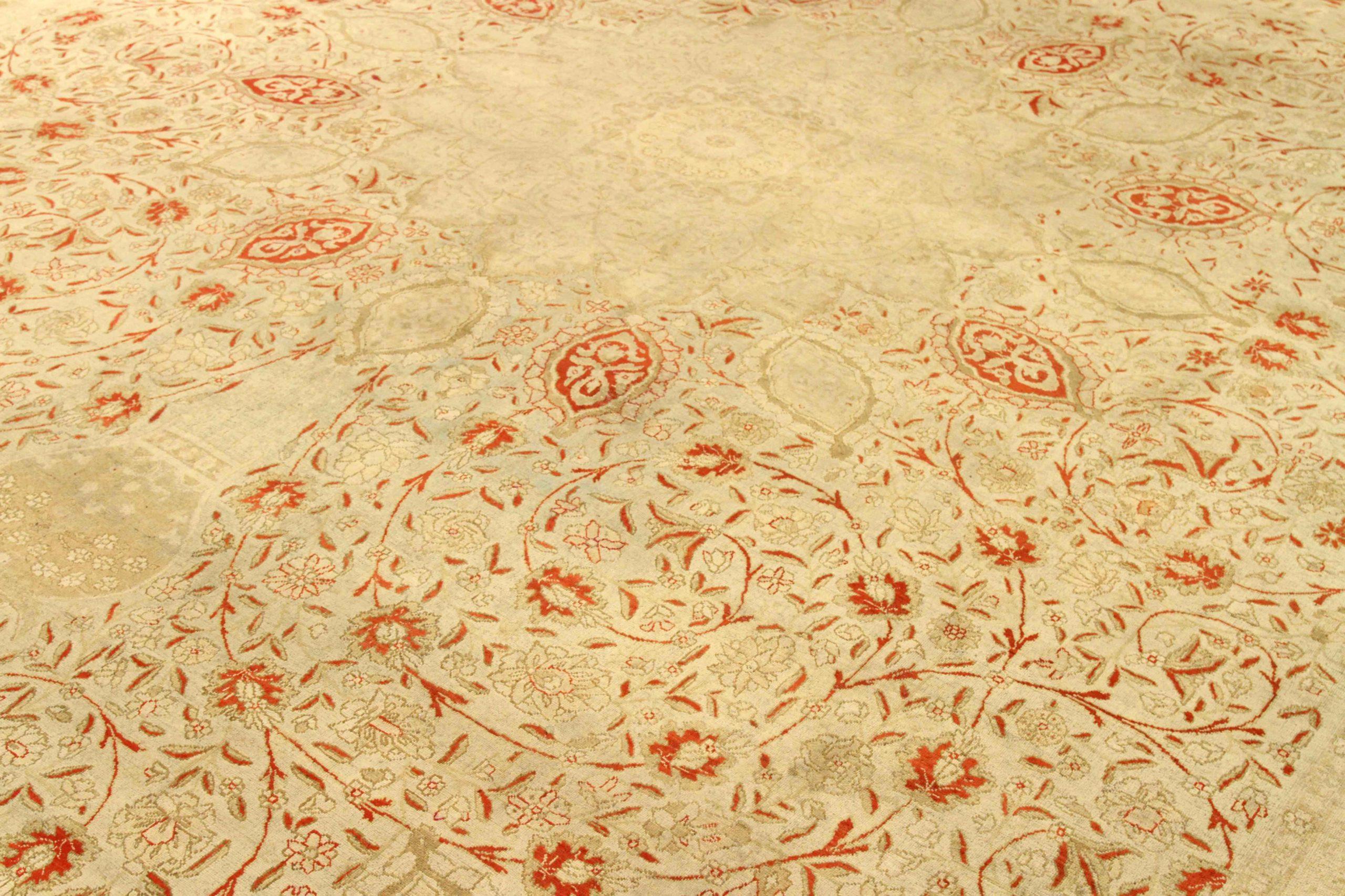 Iracheno Tappeto persiano Tabriz Over Size - Lana Marrone Avorio Rosso Design - 75863 in vendita