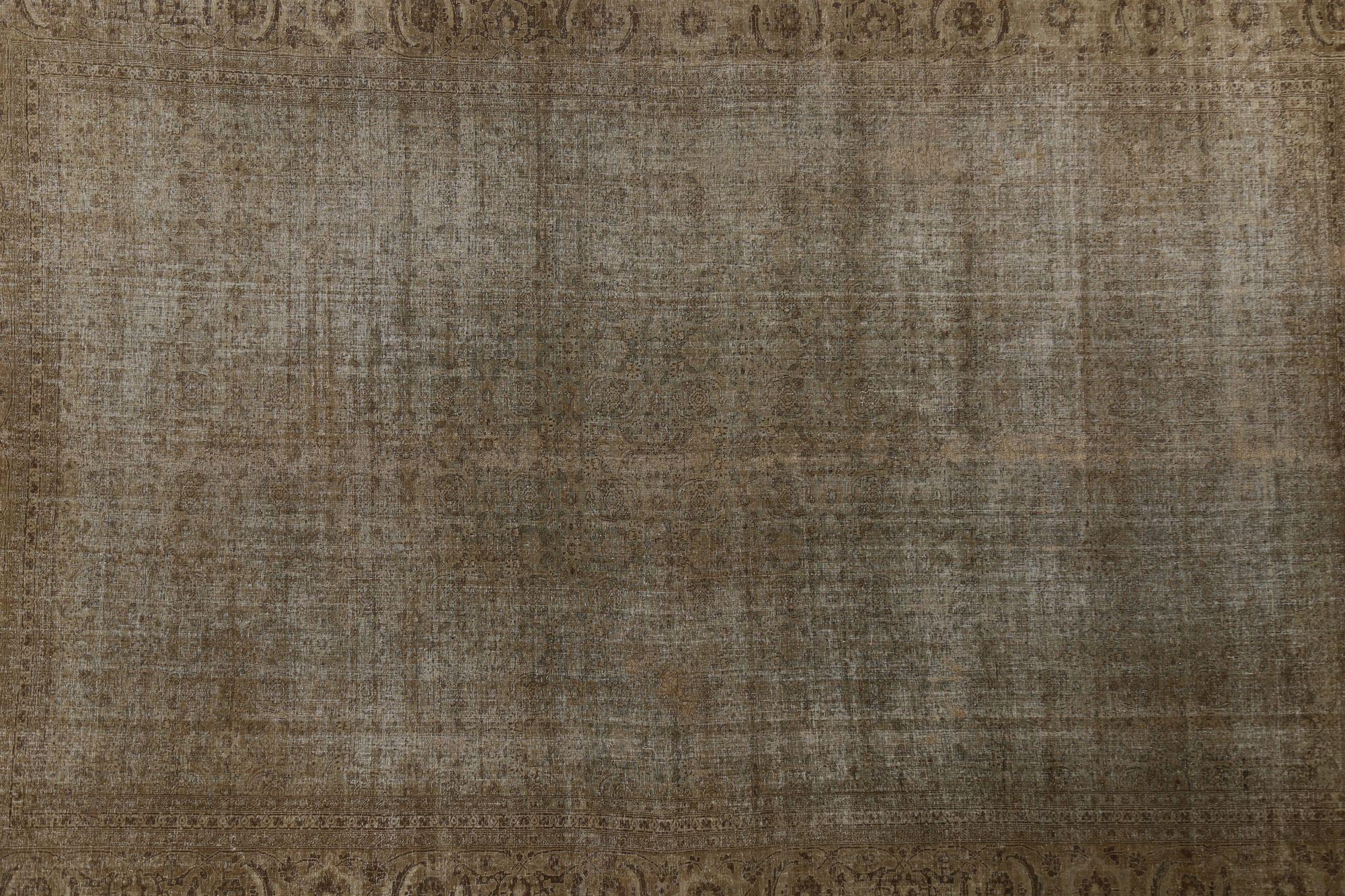 Iraqi Persian Tabriz Over Size Rug - Wool Brown Ivory Taupe Design - 97789 For Sale