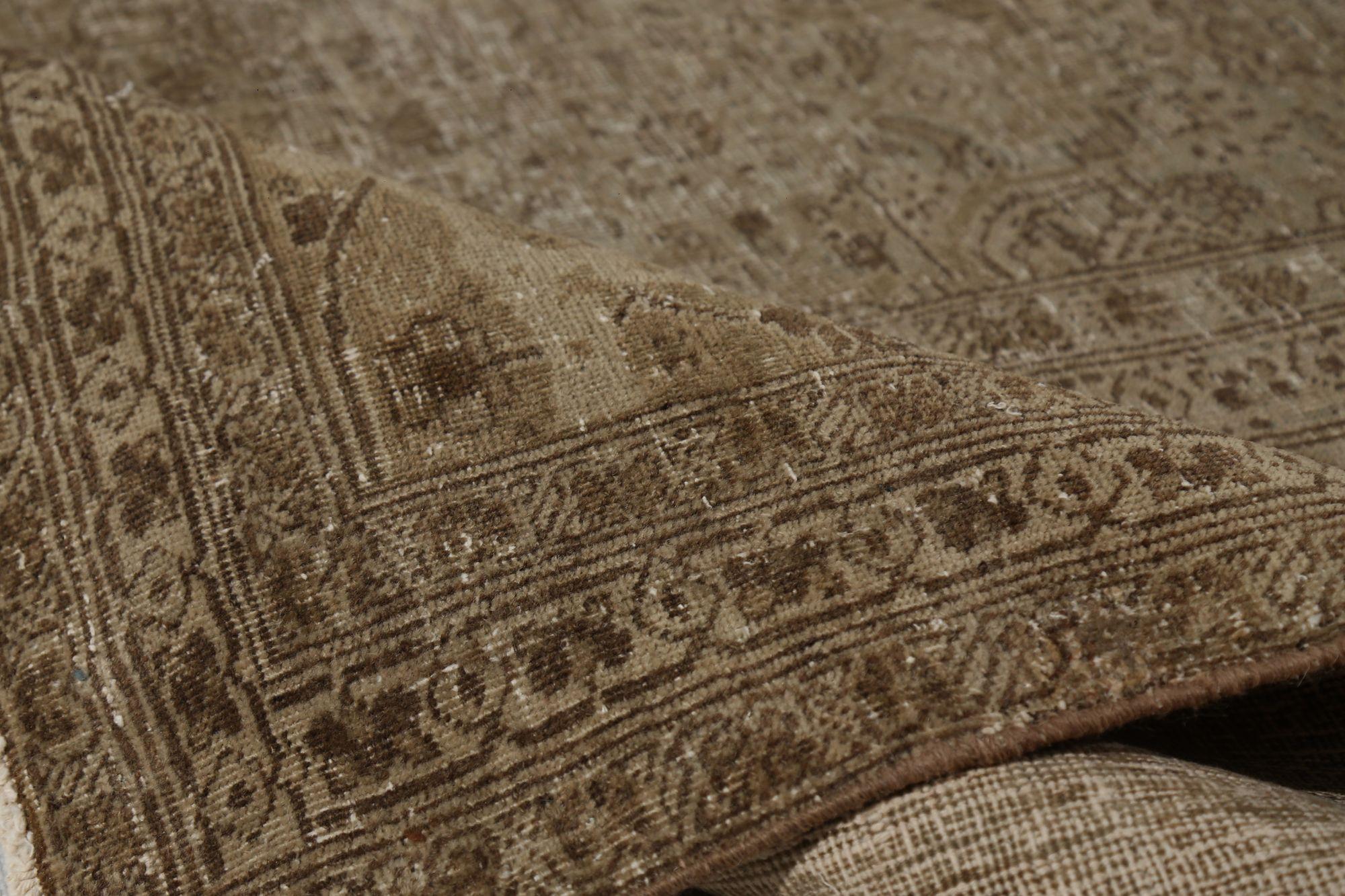Persian Tabriz Over Size Rug - Wool Brown Ivory Taupe Design - 97789 In Excellent Condition For Sale In Dallas, TX