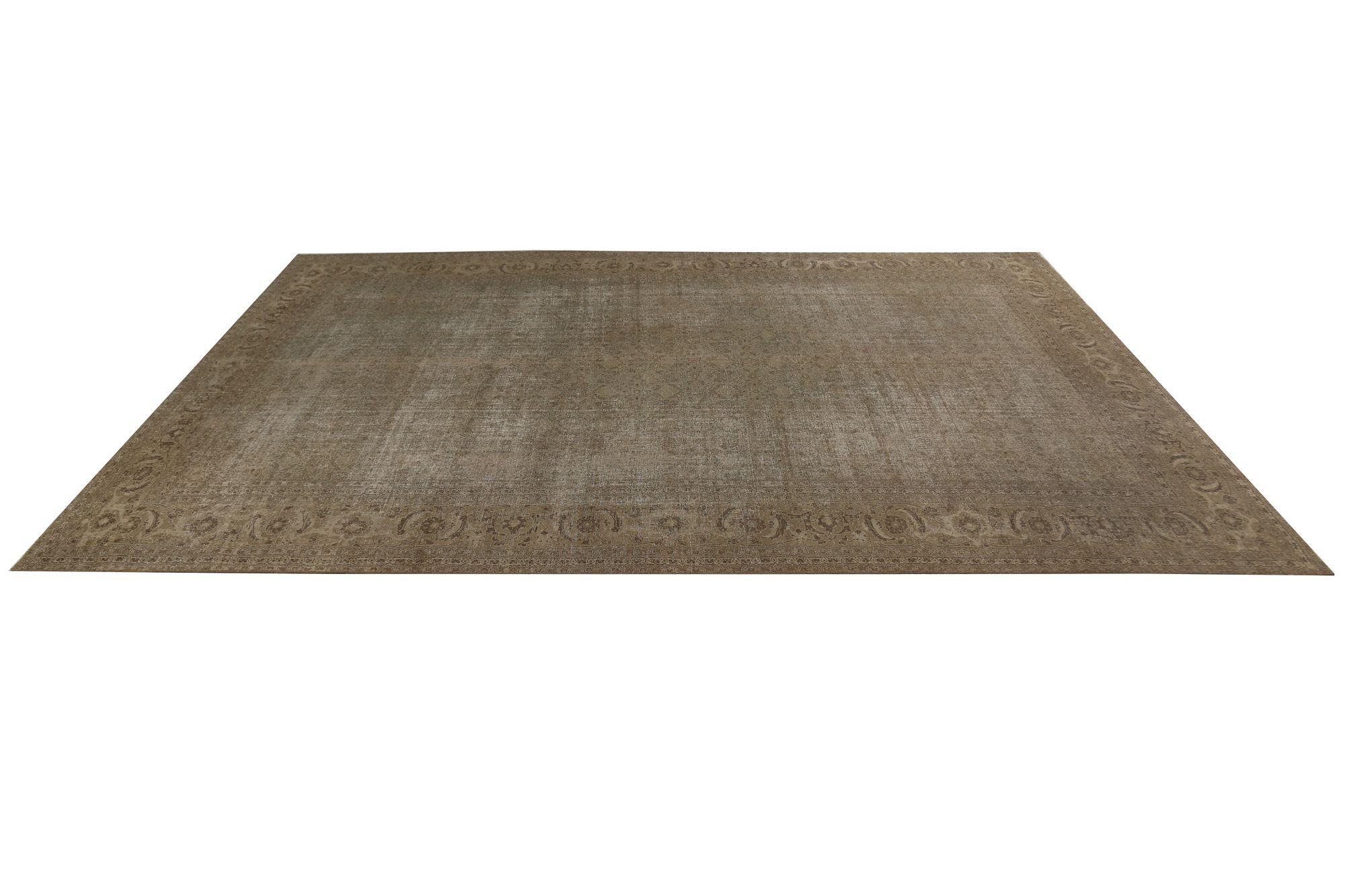 20th Century Persian Tabriz Over Size Rug - Wool Brown Ivory Taupe Design - 97789 For Sale