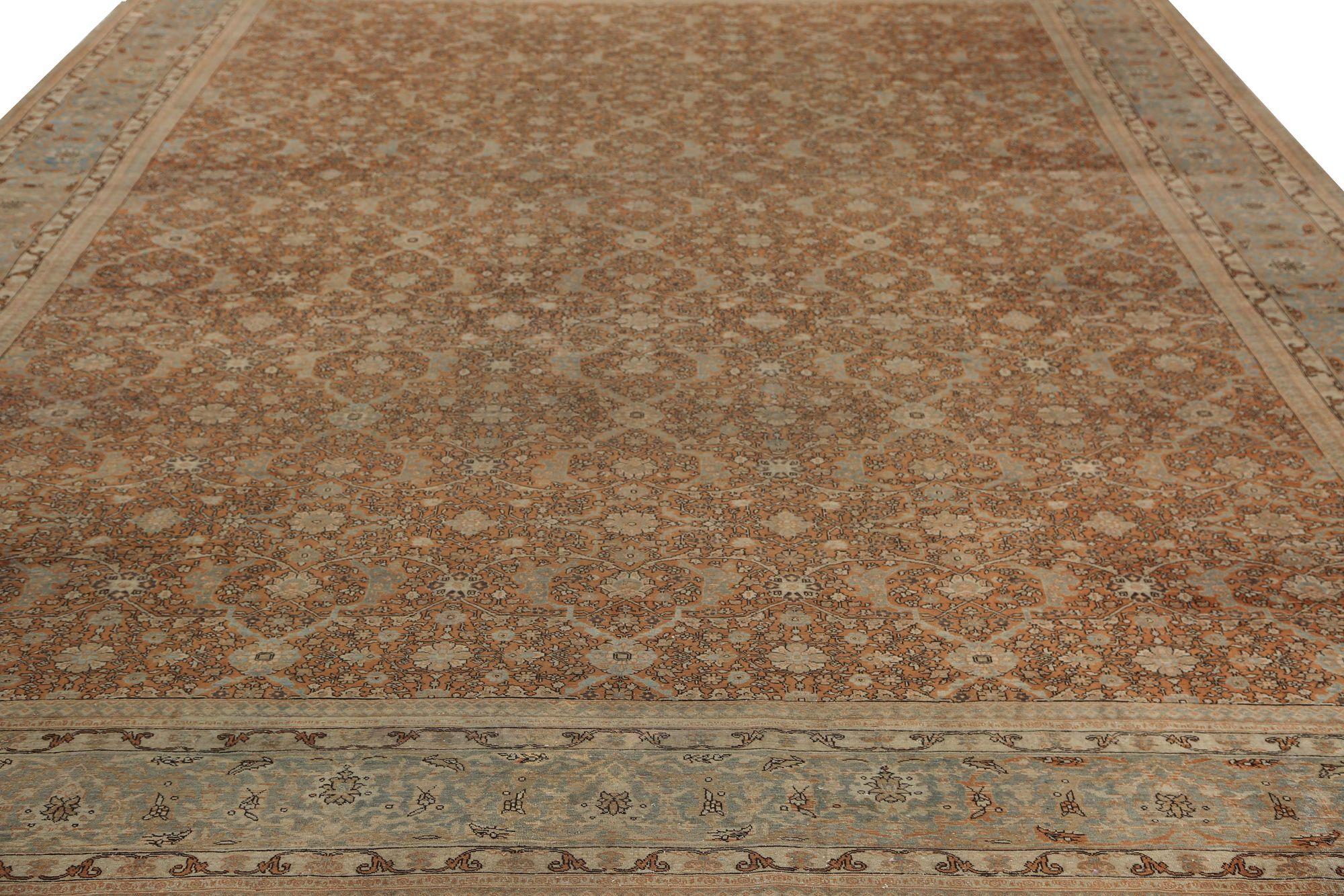 Iracheno Tappeto persiano Tabriz Over Size - Lana Marrone Azzurro Rosso - 97770 in vendita
