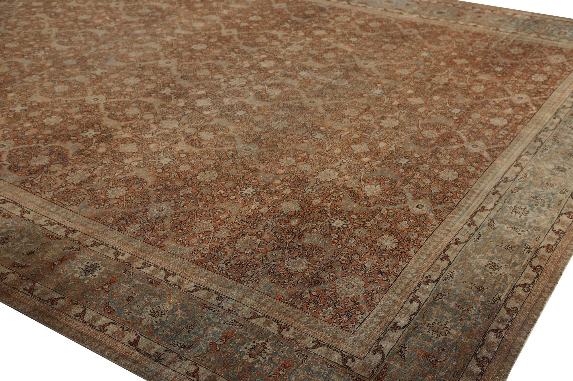 XX secolo Tappeto persiano Tabriz Over Size - Lana Marrone Azzurro Rosso - 97770 in vendita