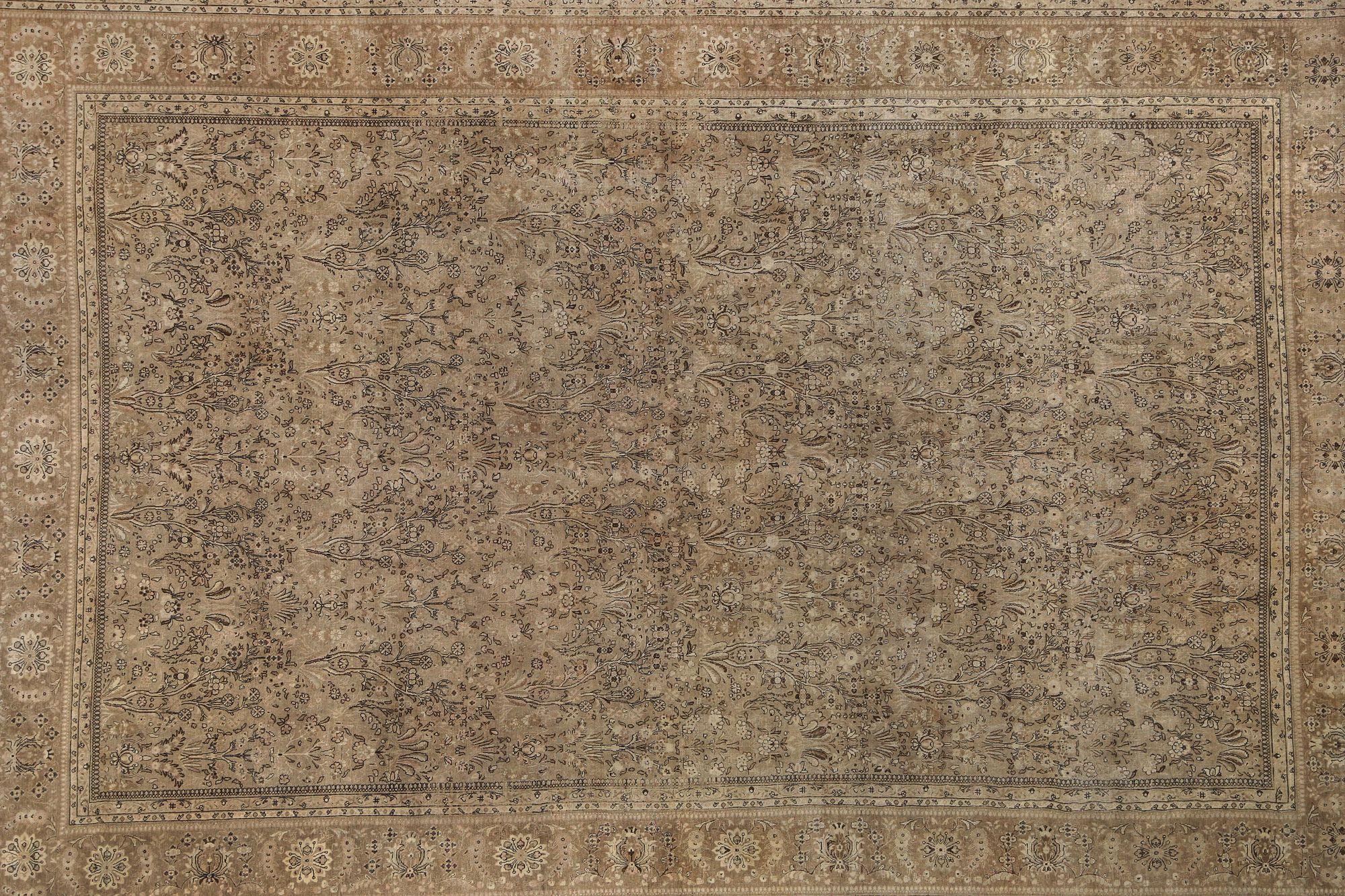 XX secolo Tappeto Persiano Tabriz Over Size - Lana Marrone Taupe Design - 97746 in vendita