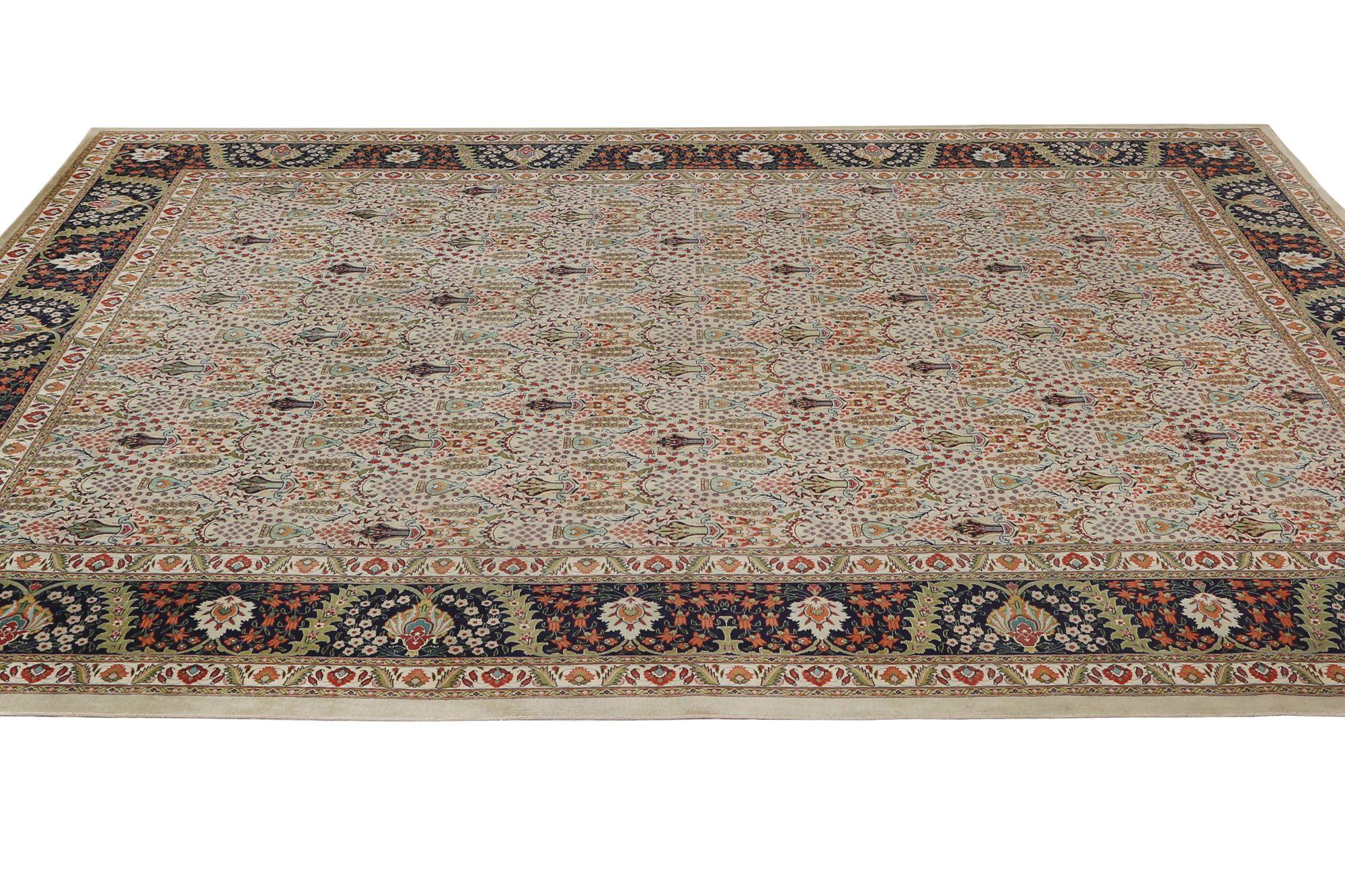 Persischer Tabriz Over Size Teppich - Wolle Elfenbein Design - 96731 im Zustand „Hervorragend“ im Angebot in Dallas, TX