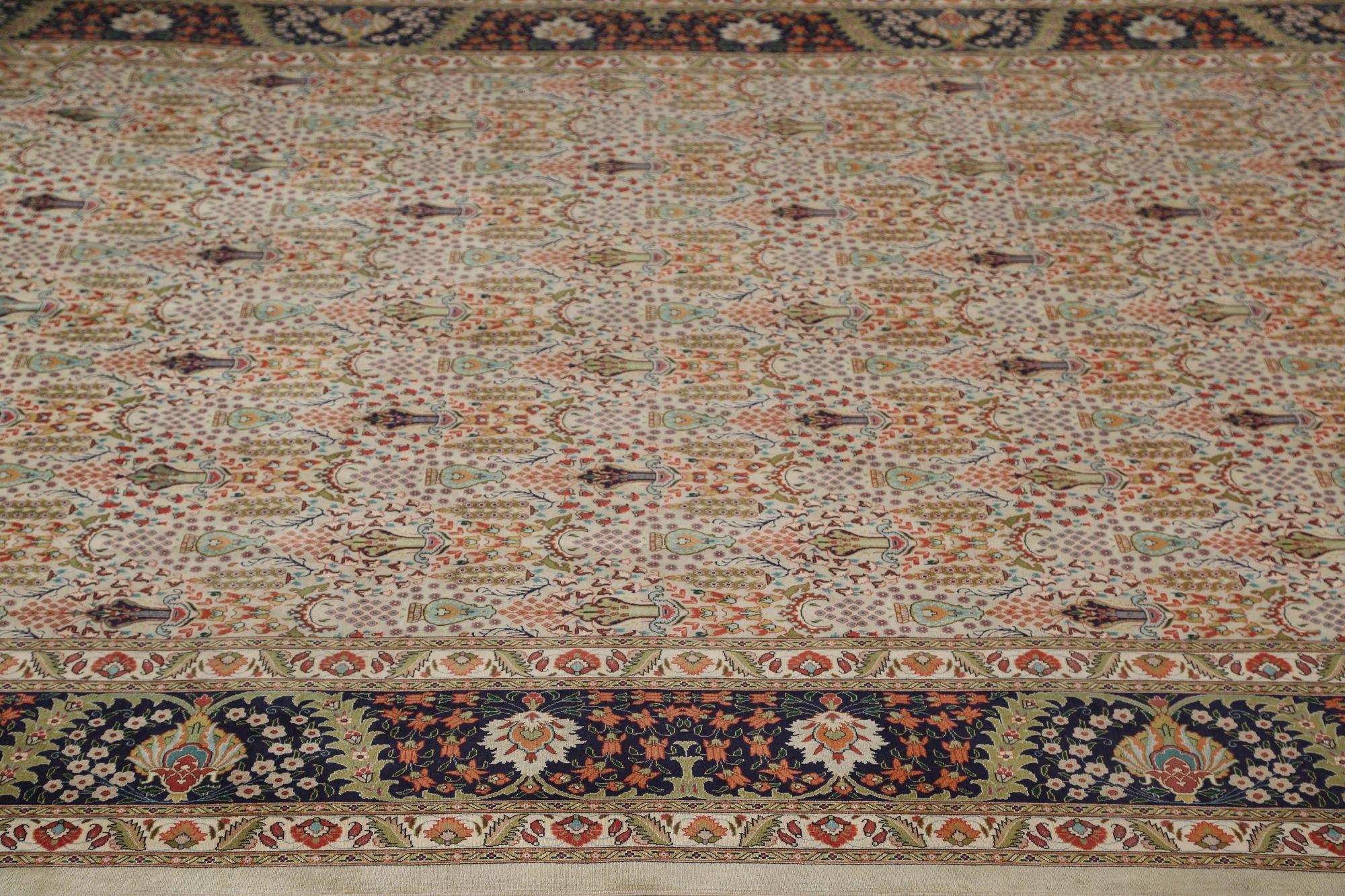 Persischer Tabriz Over Size Teppich - Wolle Elfenbein Design - 96731 (20. Jahrhundert) im Angebot