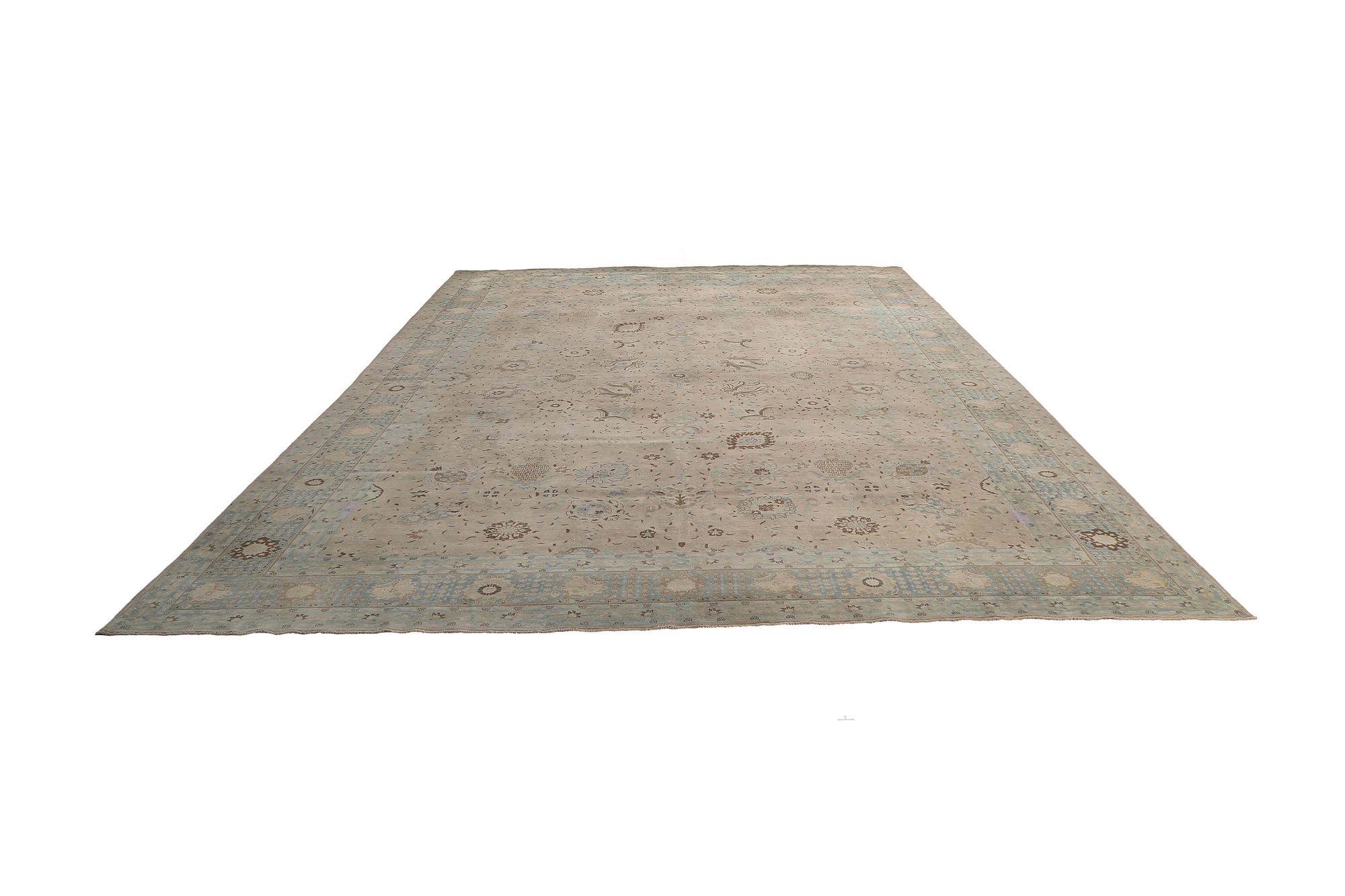 Tappeto persiano Tabriz Over Size - Disegno in lana e avorio - 97642 In condizioni ottime in vendita a Dallas, TX