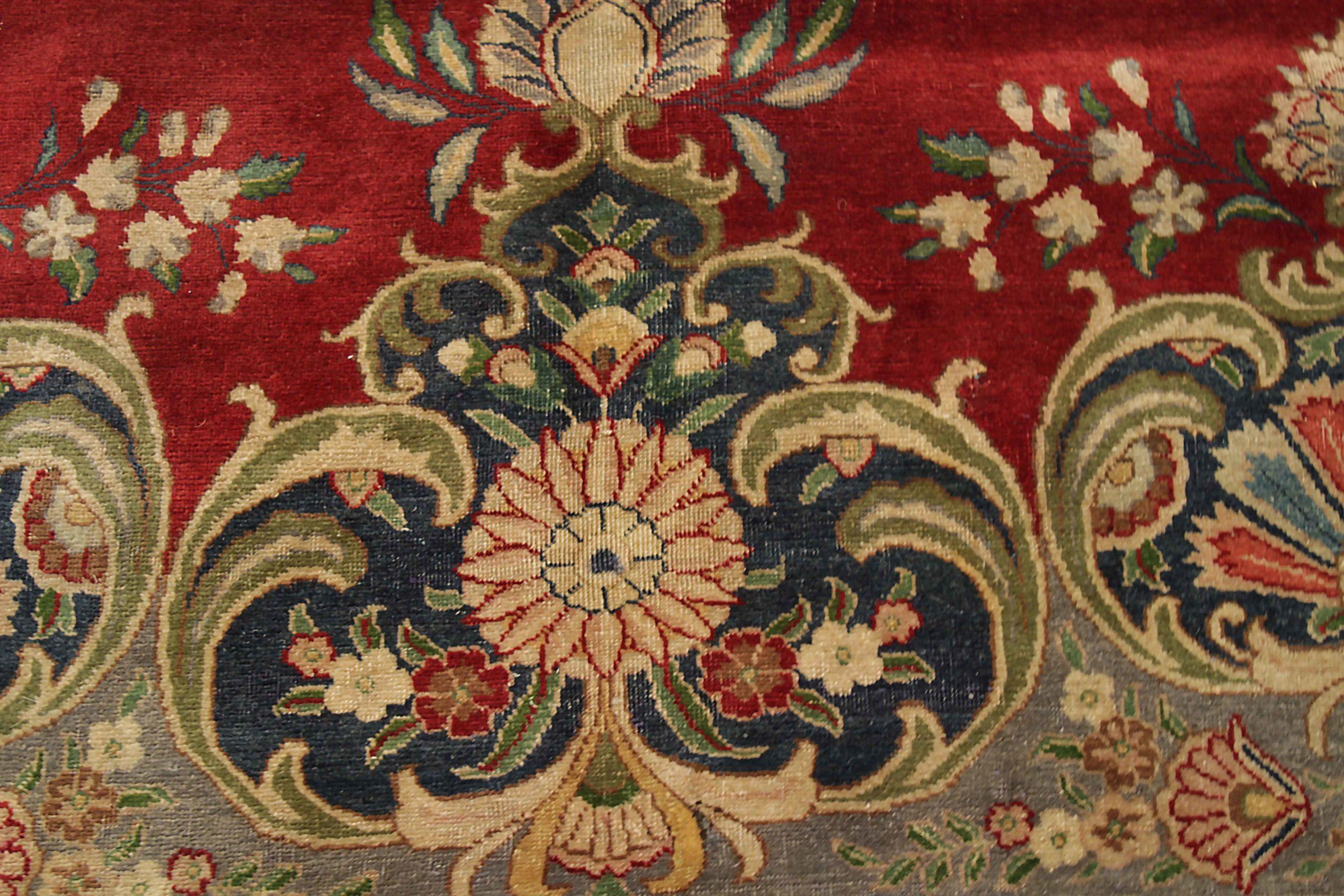 Persischer Täbris-Teppich in Übergröße - Wolle Elfenbeinrot Design - 88846 im Zustand „Hervorragend“ im Angebot in Dallas, TX