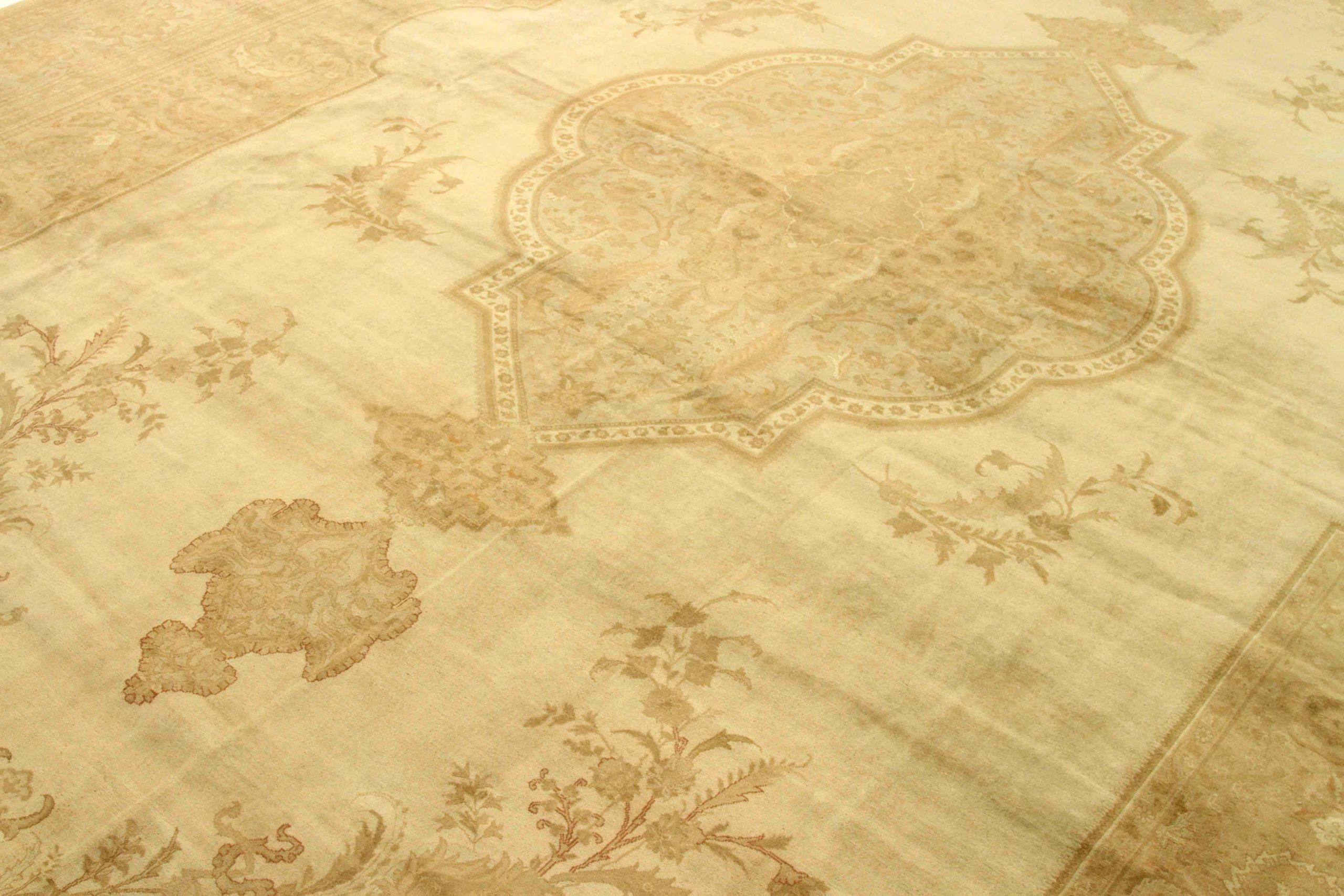 Persischer Tabriz Over Size Teppich - Wolle Elfenbein Gelb Design - 76012 (Irakisch) im Angebot