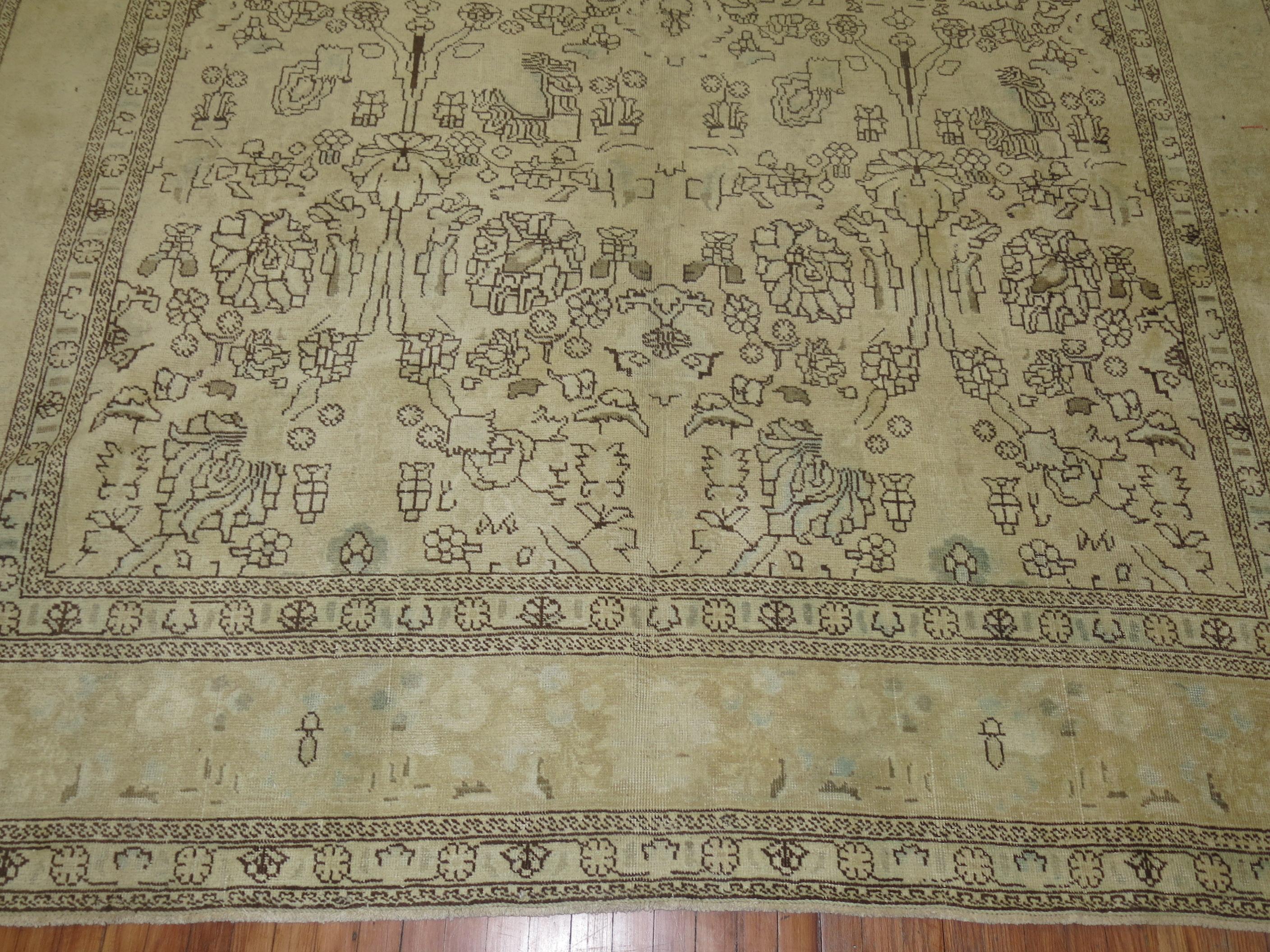 Malayer Zabihi Collection Persian Tabriz Room Size Rug For Sale