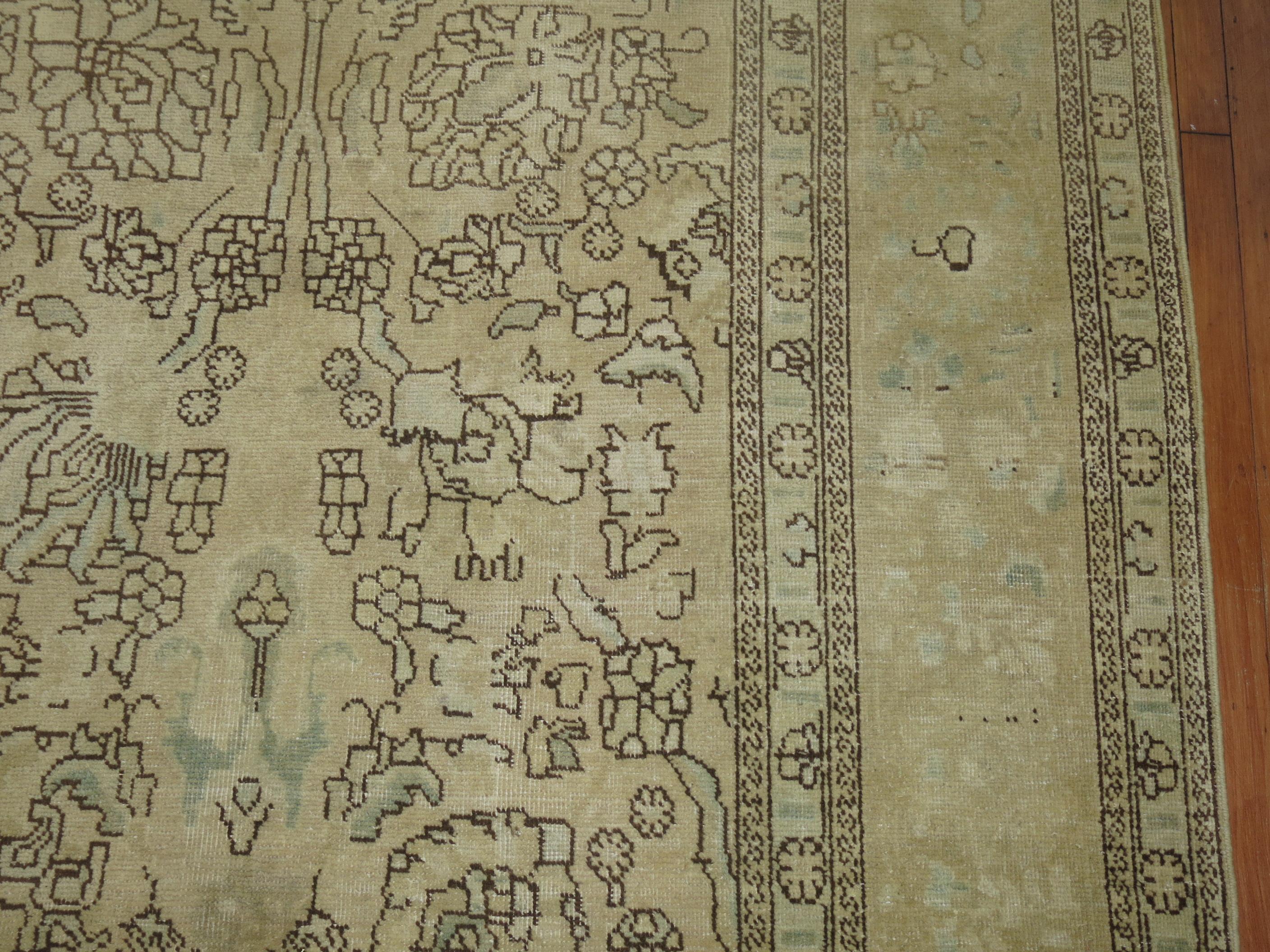 Wool Zabihi Collection Persian Tabriz Room Size Rug For Sale