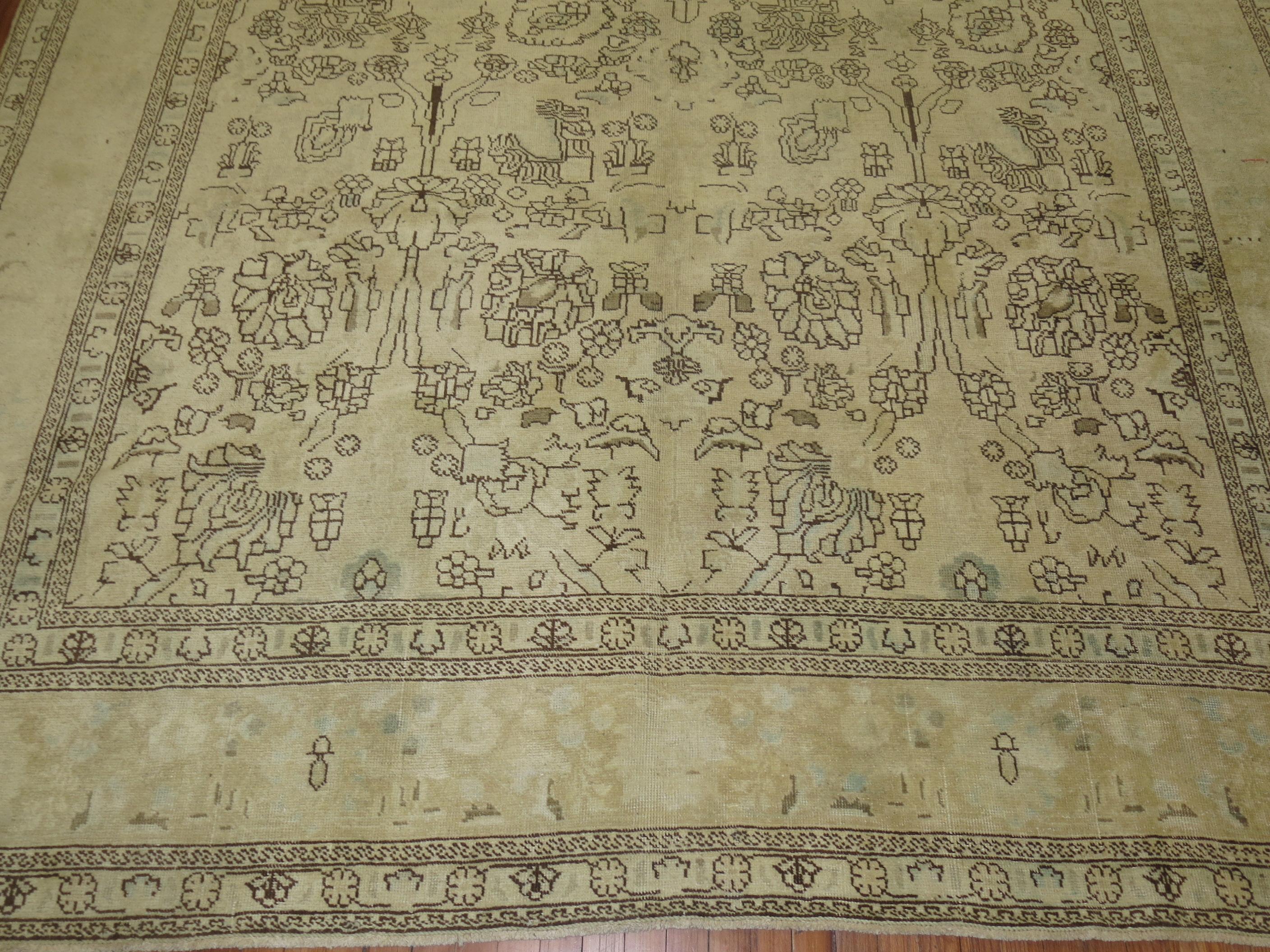 Zabihi Collection Persian Tabriz Room Size Rug For Sale 2