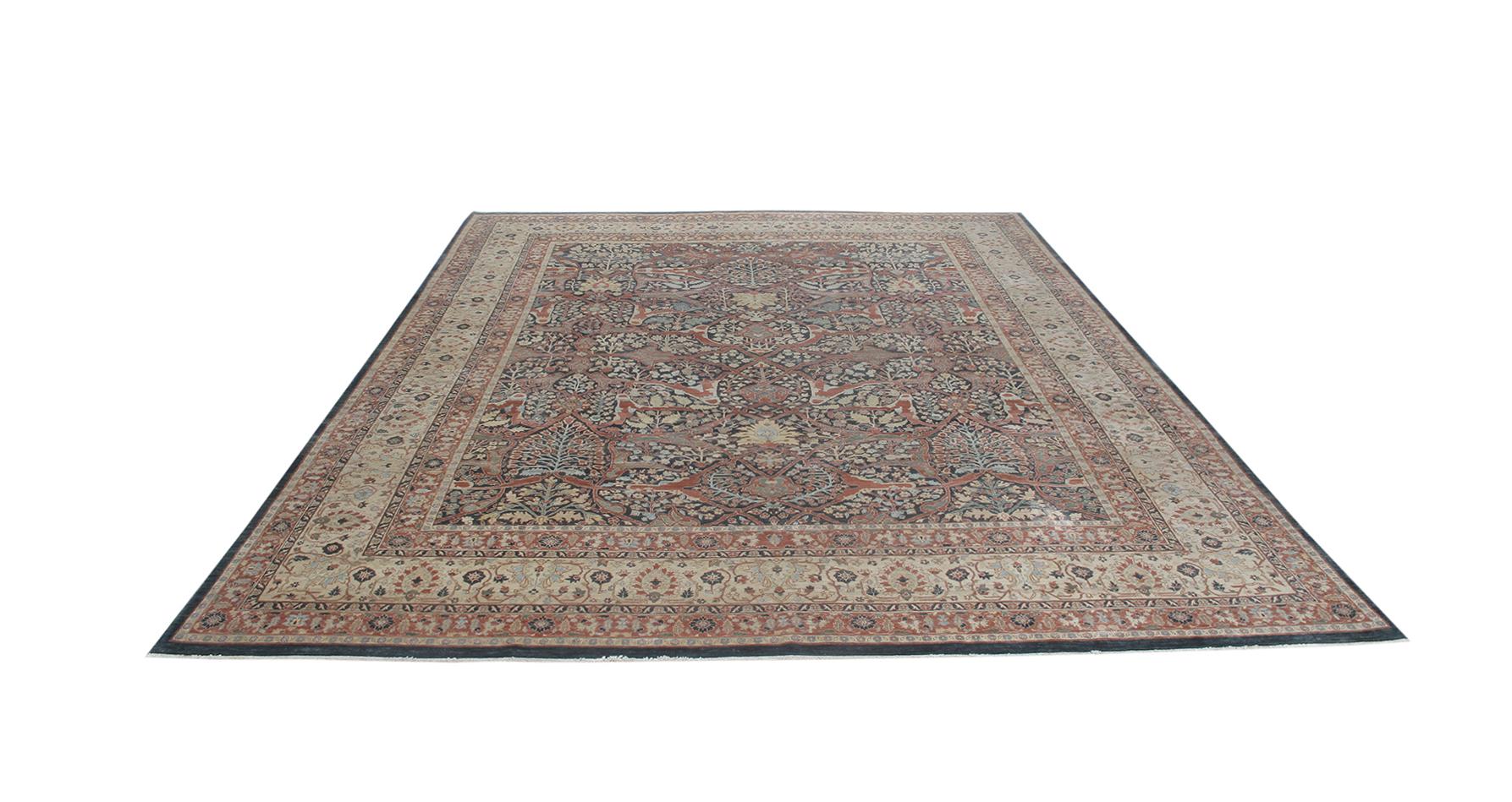 Hand-Knotted Persian Tabriz Rug For Sale