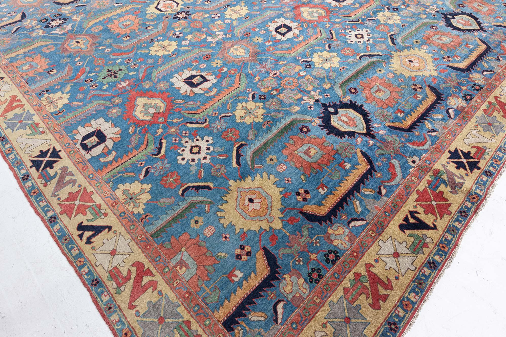 Wool Persian Tabriz Rug With a Cintamani insignia in one corner For Sale