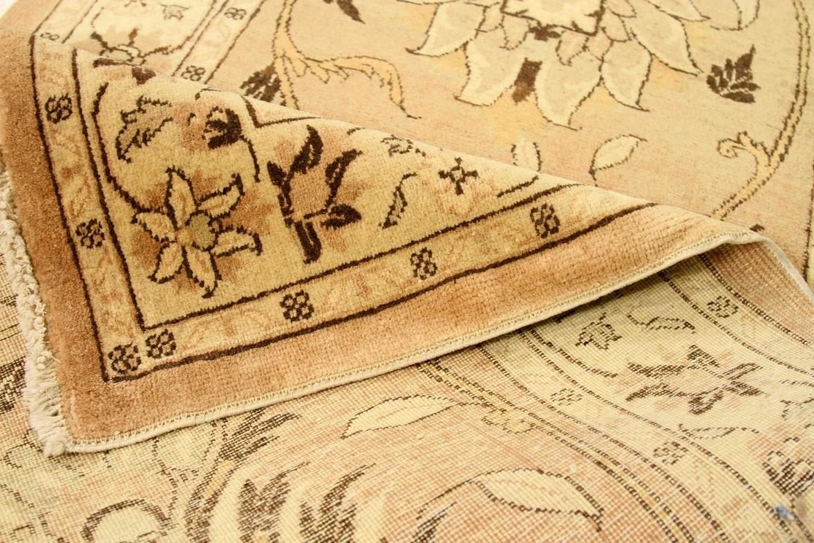 Persische Tabriz Läufer Teppich CIRCA 1910 - Wolle Brown Elfenbein Rosa 71948 (Asiatisch) im Angebot