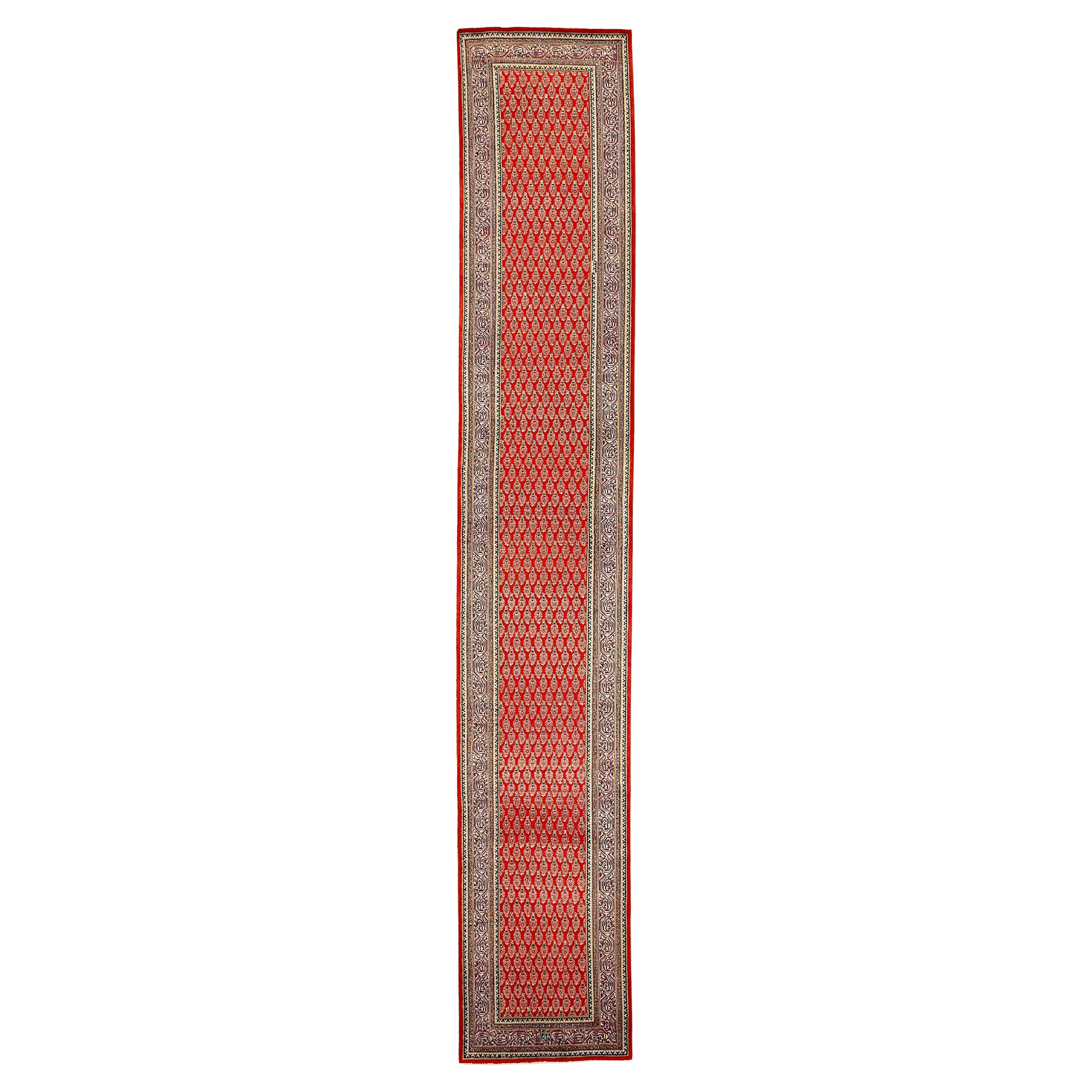 Persische Tabriz Läufer Teppich CIRCA 1910 - Wolle braun Elfenbein rot 73548