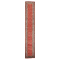 Persische Tabriz Läufer Teppich CIRCA 1910 - Wolle braun Elfenbein rot 73548