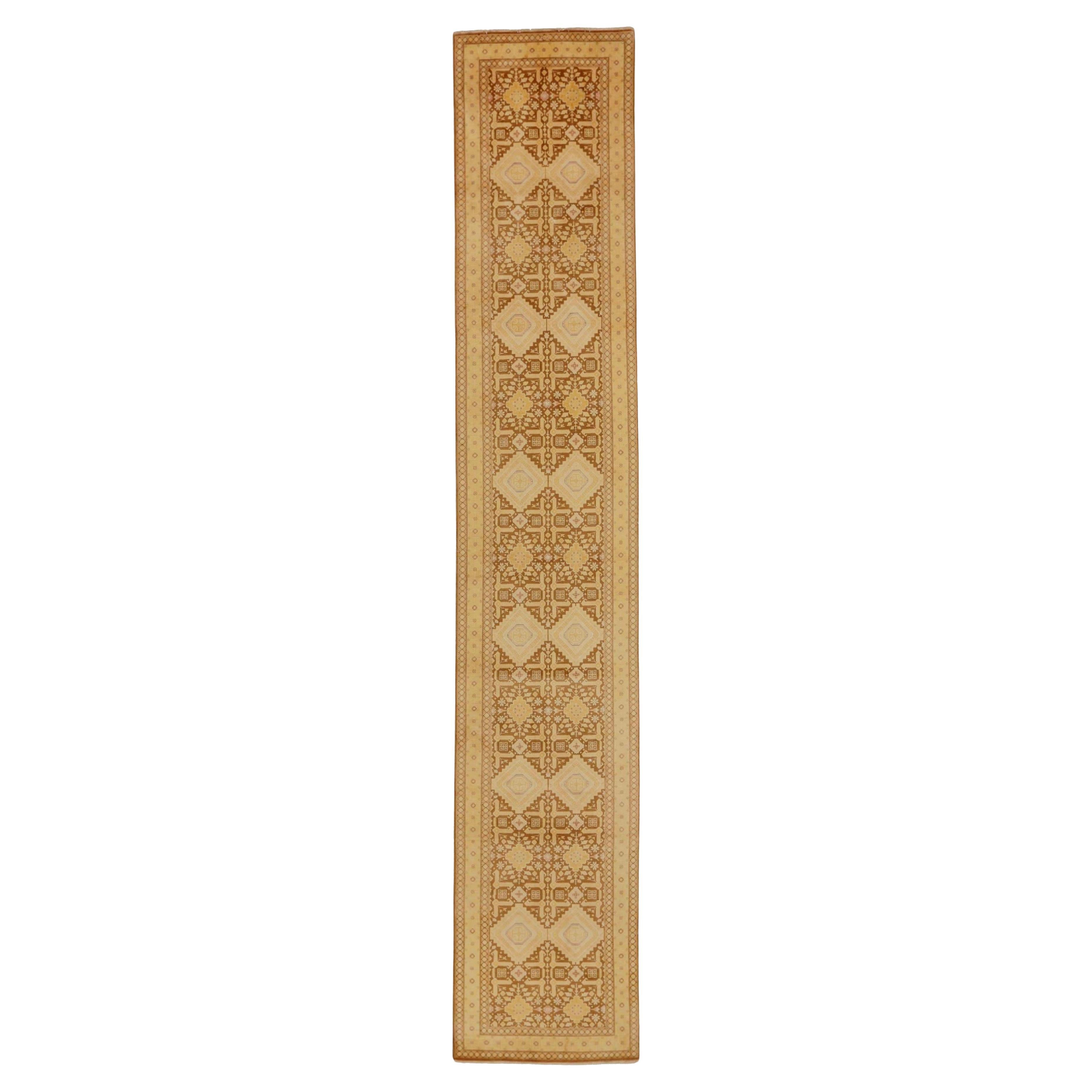 Alfombra Persa Tabriz Circa 1910 - Lana Marrón Marfil Amarillo 71973 en venta