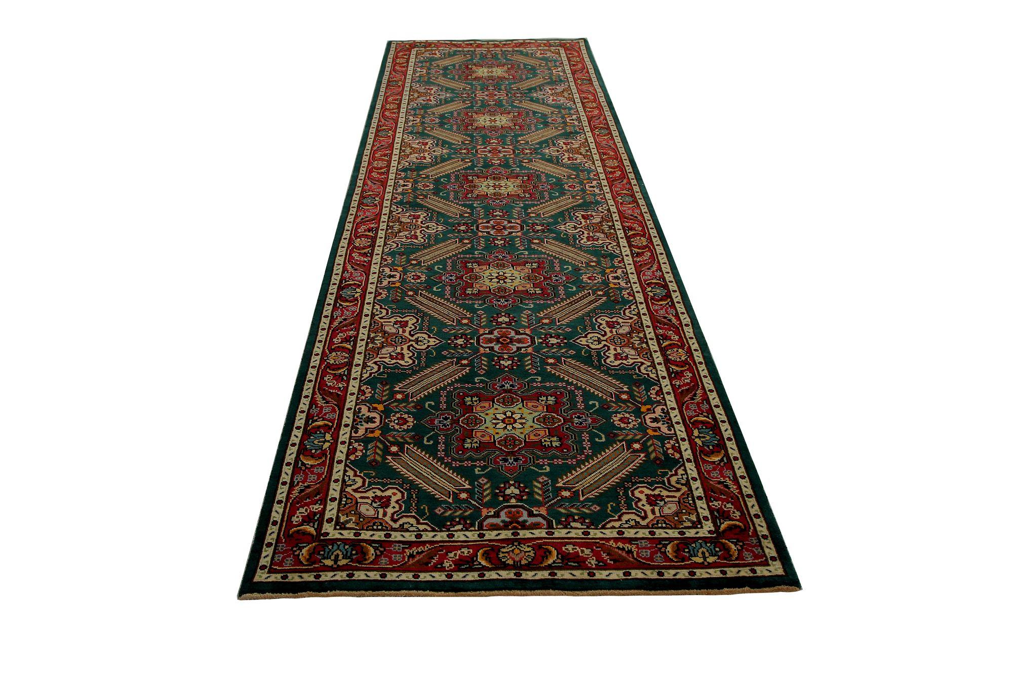 Persischer Täbris-Läufer - Wolle Schwarzes Design - 97136 (20. Jahrhundert) im Angebot