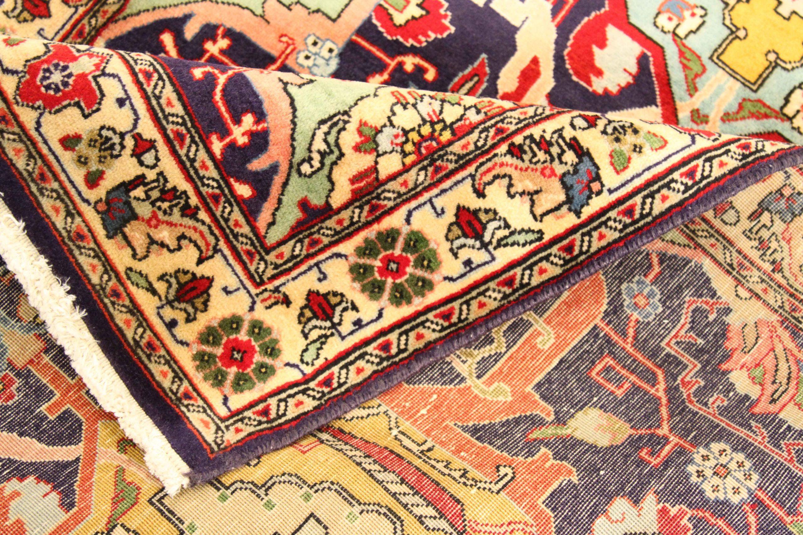 Iracheno Tappeto Persiano Tabriz Runner - Lana Blu Verde Blu Navy Rosso - 75740 in vendita