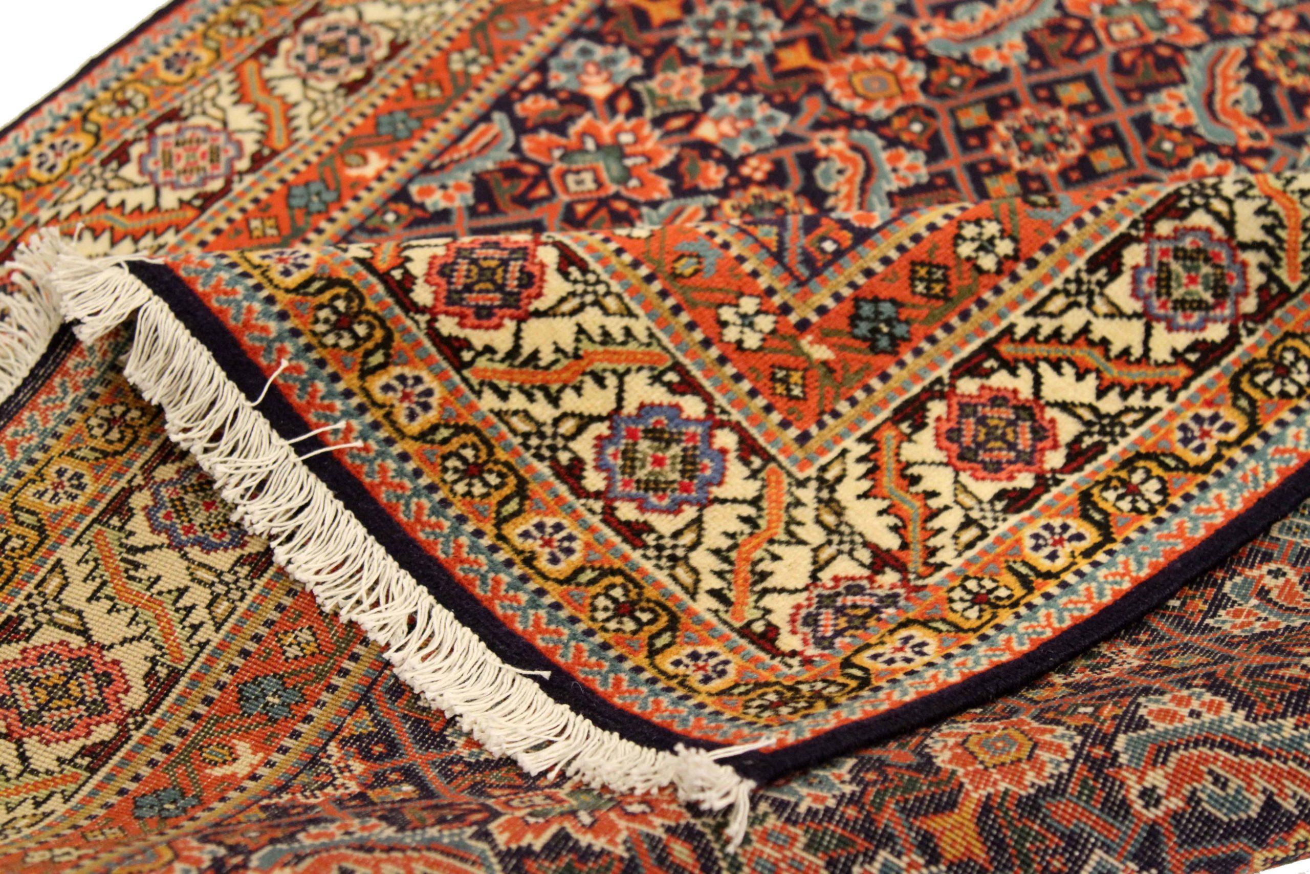 Iracheno Tappeto Persiano Tabriz Runner - Lana Blu Avorio Blu Navy Rosso - 75737 in vendita