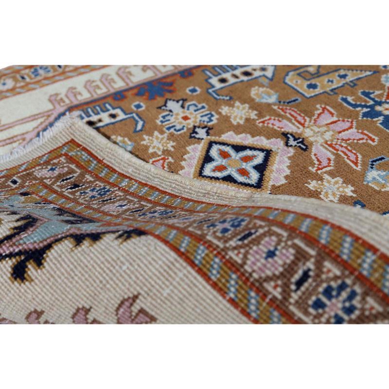 Iracheno Tappeto Persiano Tabriz Runner - Lana Marrone Azzurro Rosa Taupe - 97913 in vendita