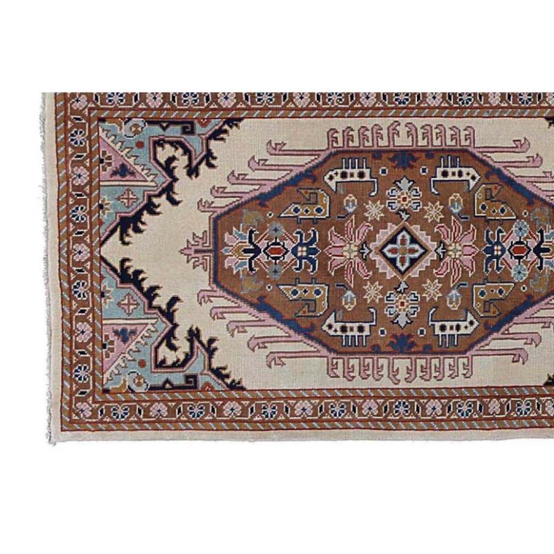 Tappeto Persiano Tabriz Runner - Lana Marrone Azzurro Rosa Taupe - 97913 In condizioni ottime in vendita a Dallas, TX
