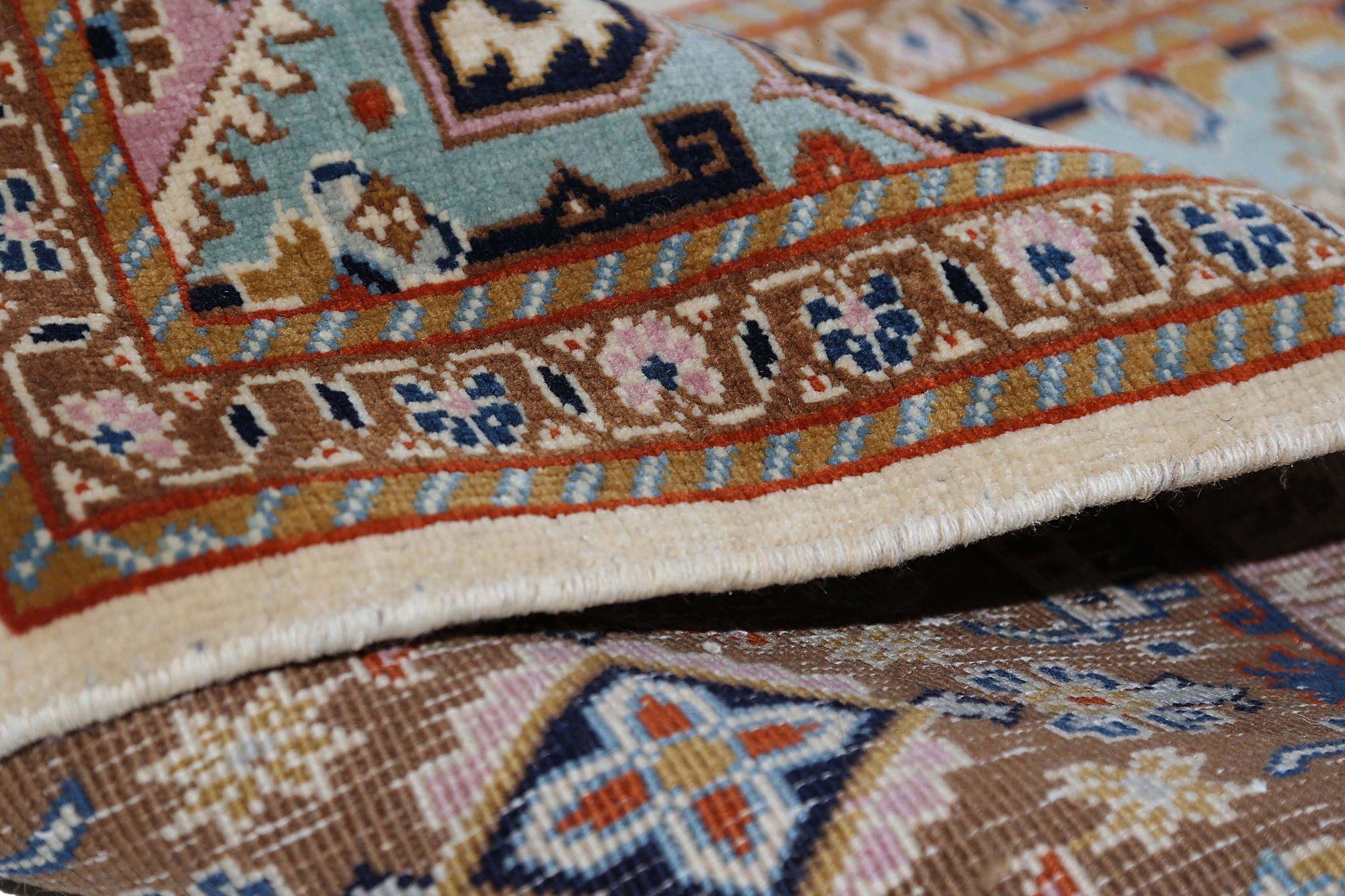 XX secolo Tappeto Persiano Tabriz Runner - Lana Marrone Azzurro Rosa Taupe - 97913 in vendita