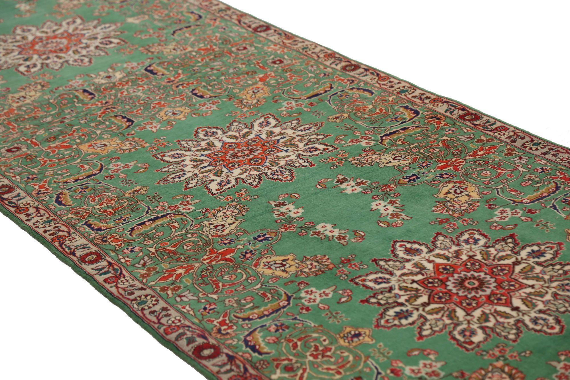 Iracheno Tappeto Persiano Tabriz Runner - Greene & Greene Design - 96955 in vendita