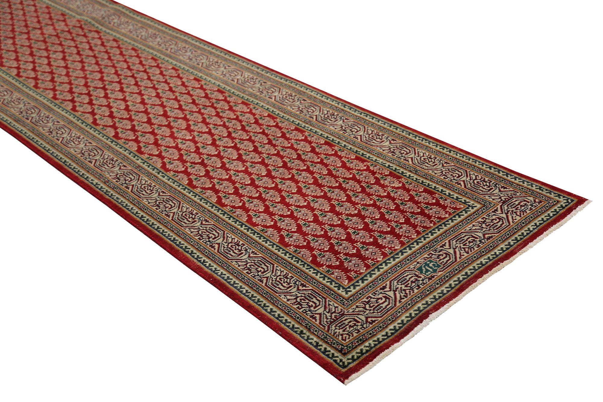 Iraqi Persian Tabriz Runner Rug - Wool Red Design - 96957 For Sale