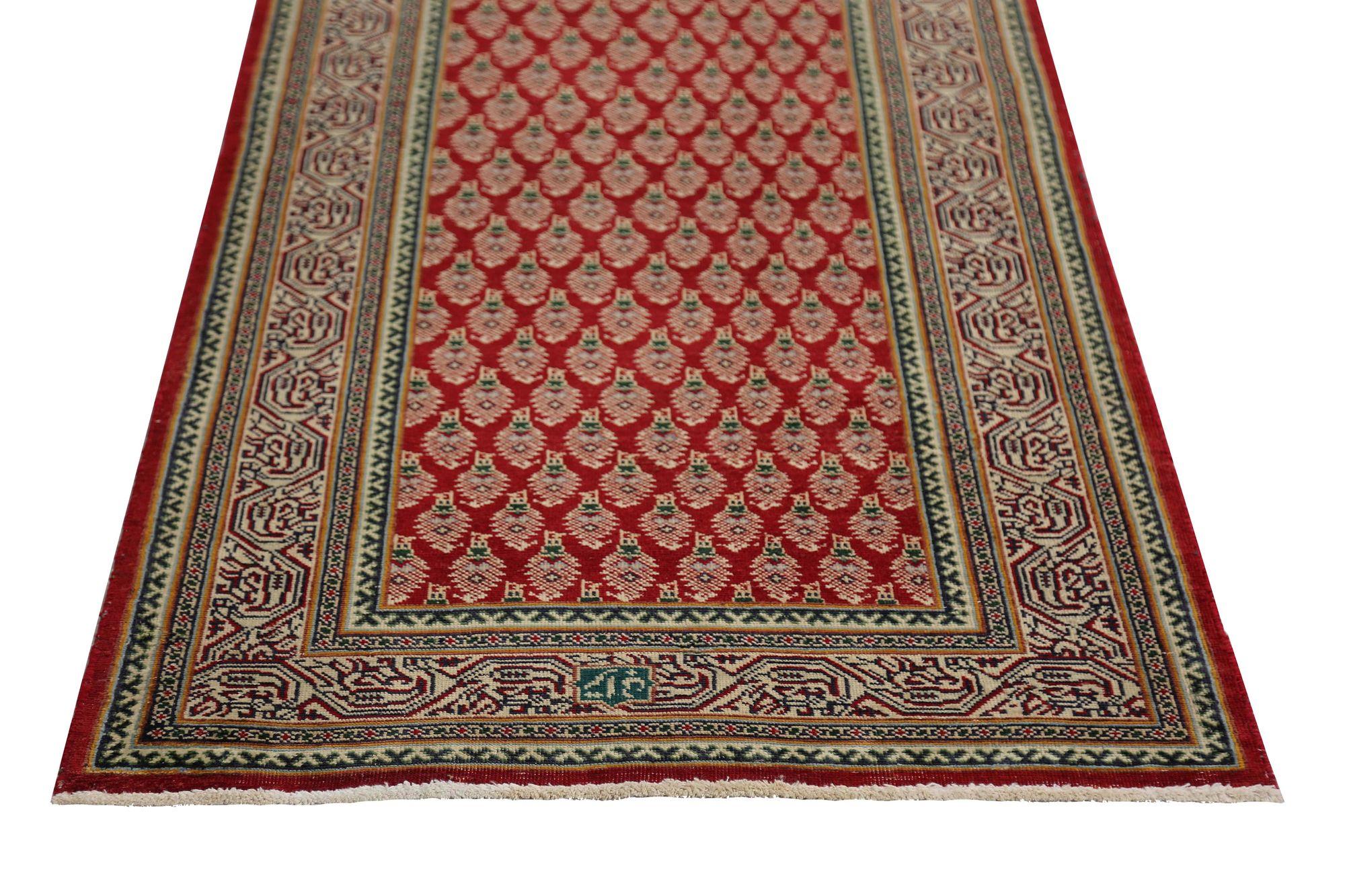 20th Century Persian Tabriz Runner Rug - Wool Red Design - 96957 For Sale