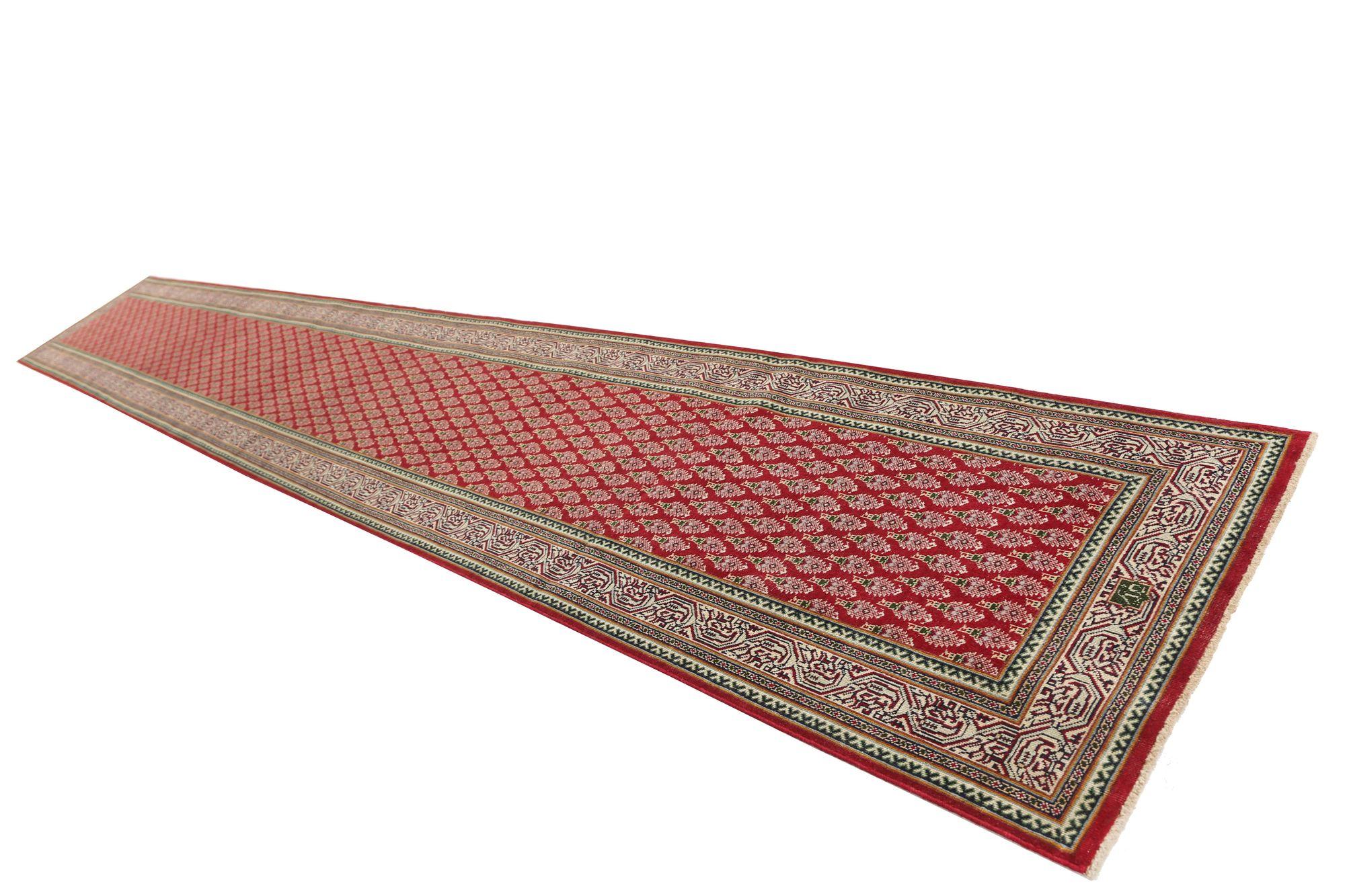 Iraqi Persian Tabriz Runner Rug - Wool Red Design - 97403 For Sale