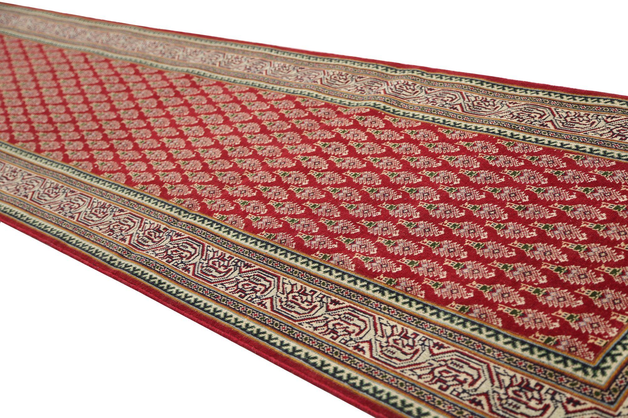 20th Century Persian Tabriz Runner Rug - Wool Red Design - 97403 For Sale