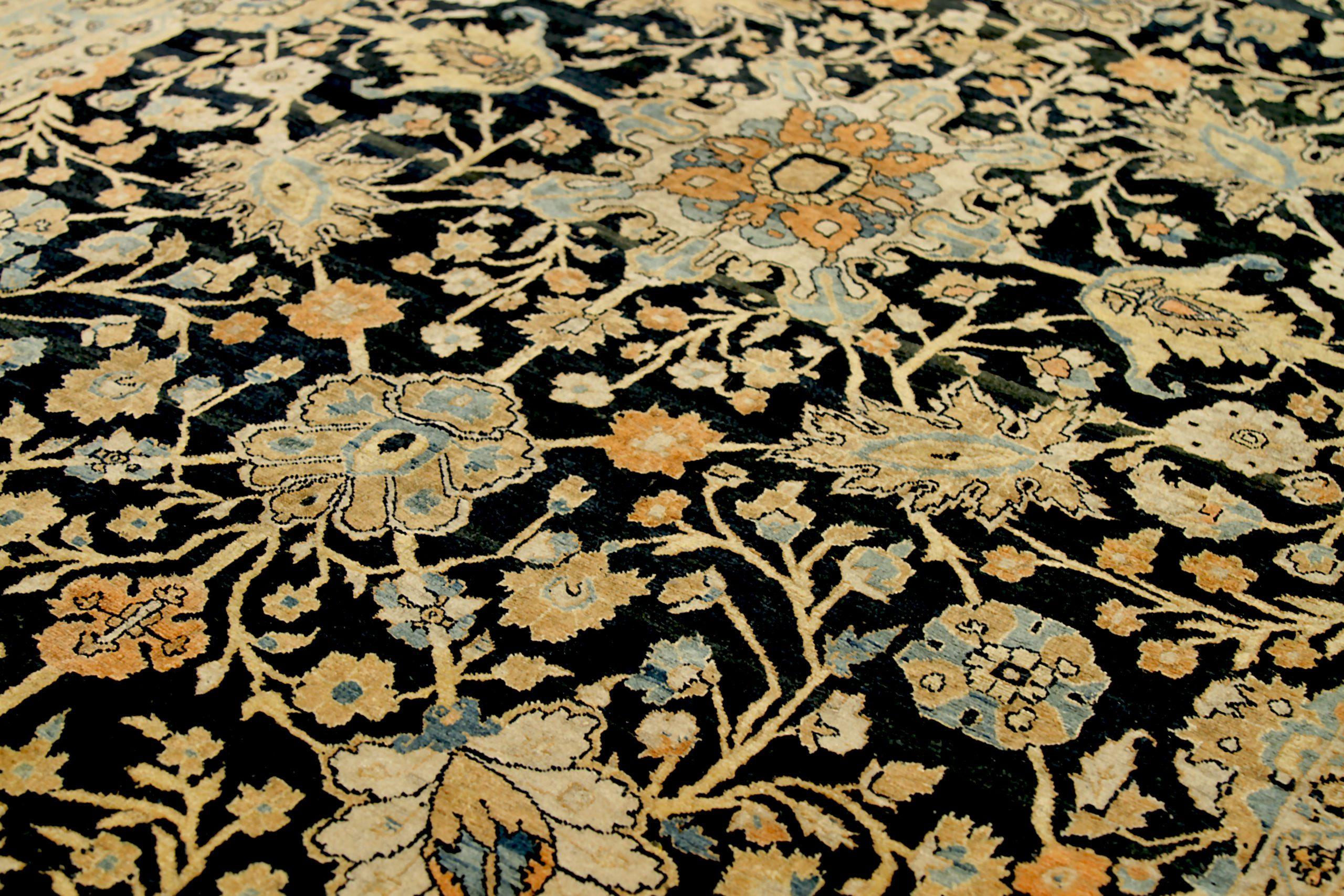 Tappeto persiano Tabriz Small Design - Lana Blu Avorio Blu Navy - 91947 In condizioni ottime in vendita a Dallas, TX