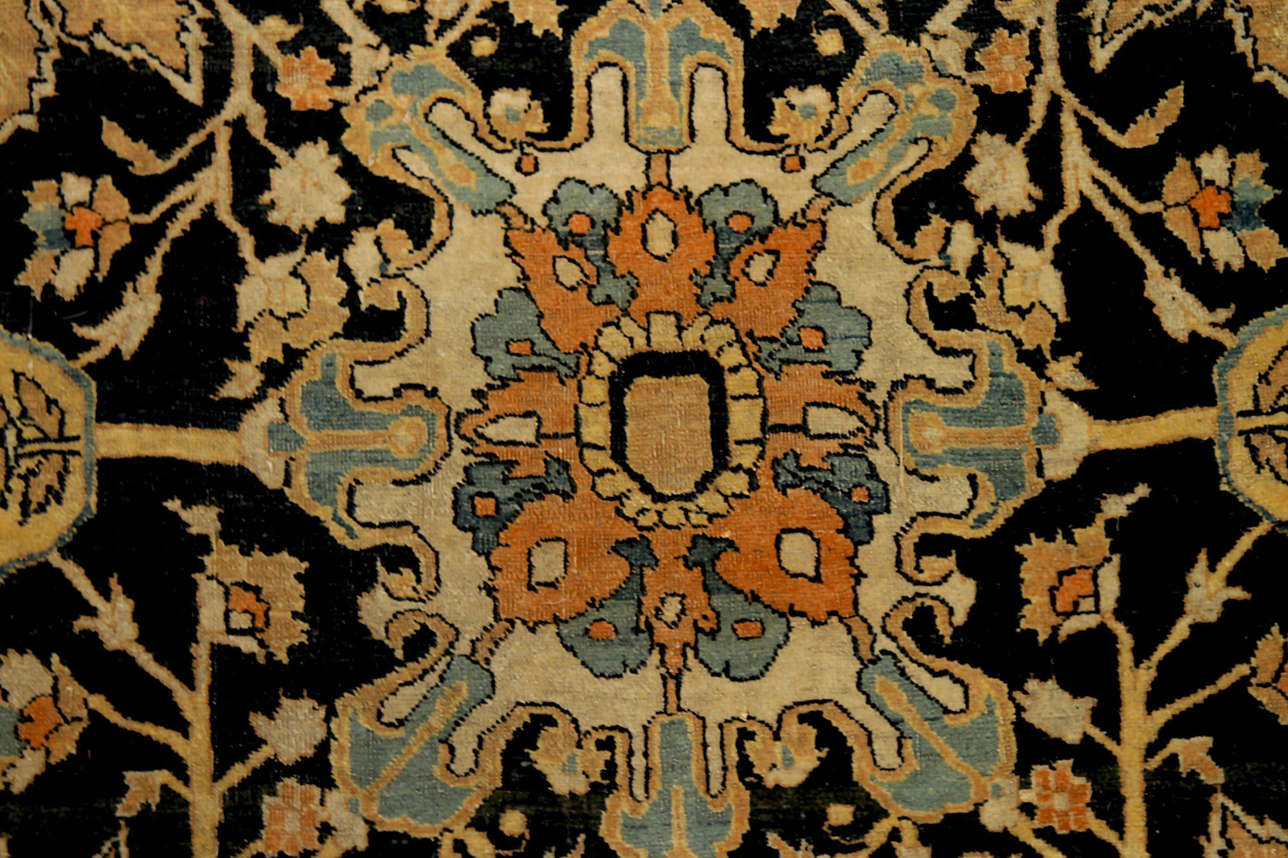 XX secolo Tappeto persiano Tabriz Small Design - Lana Blu Avorio Blu Navy - 91947 in vendita