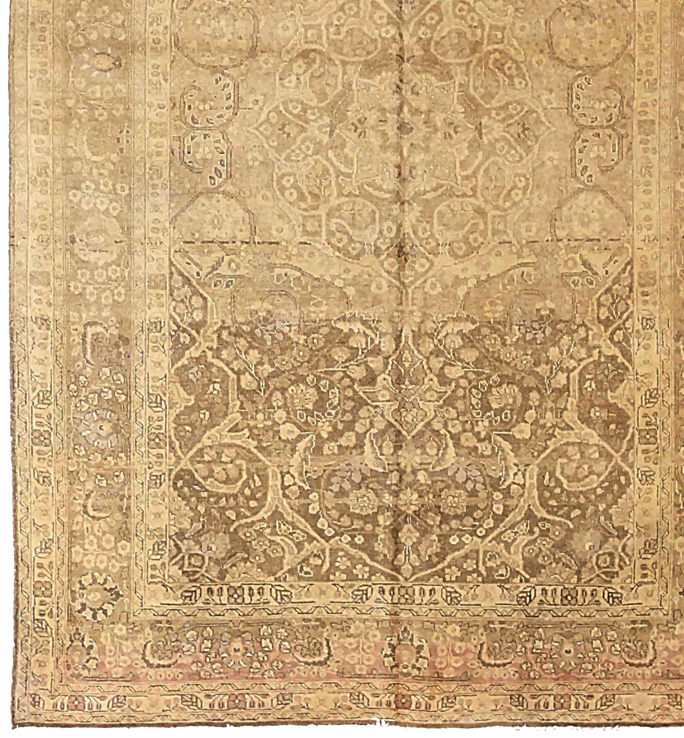 Asiatico Tappeto persiano Tabriz Small - Lana Marrone Avorio Taupe 73247 in vendita