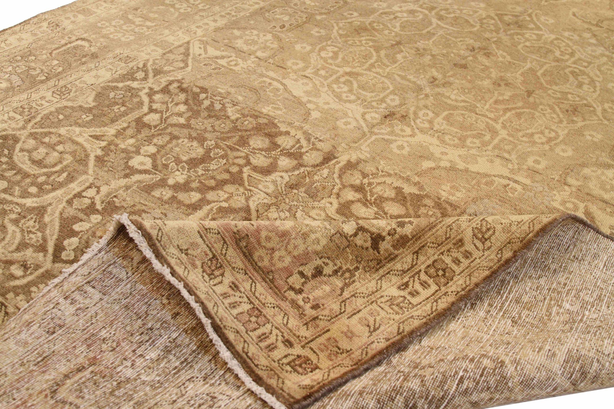 Tappeto persiano Tabriz Small - Lana Marrone Avorio Taupe 73247 In condizioni ottime in vendita a Dallas, TX