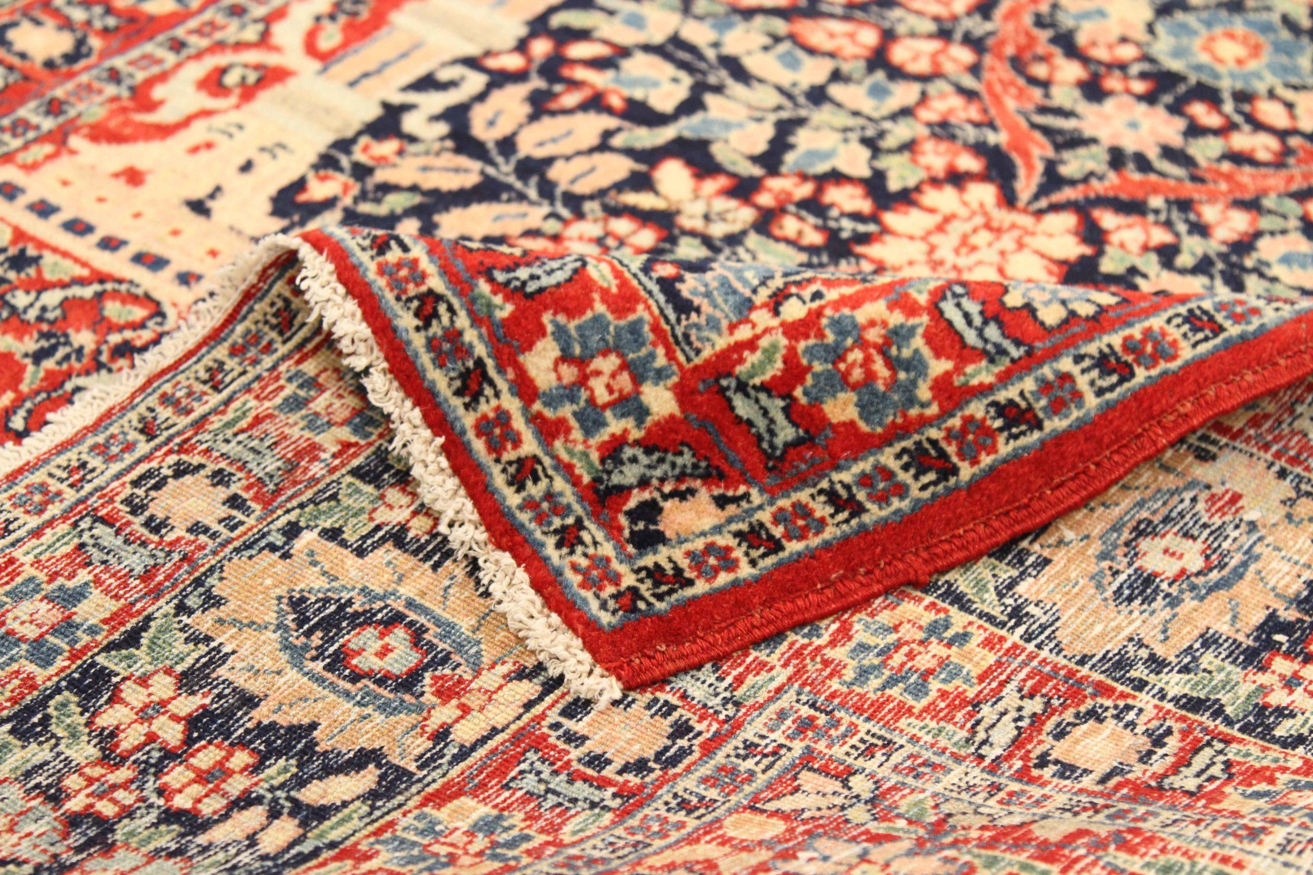 Asiatico Tappeto Persiano Tabriz Piccolo - Lana Avorio Blu Navy Rosso 75025 in vendita