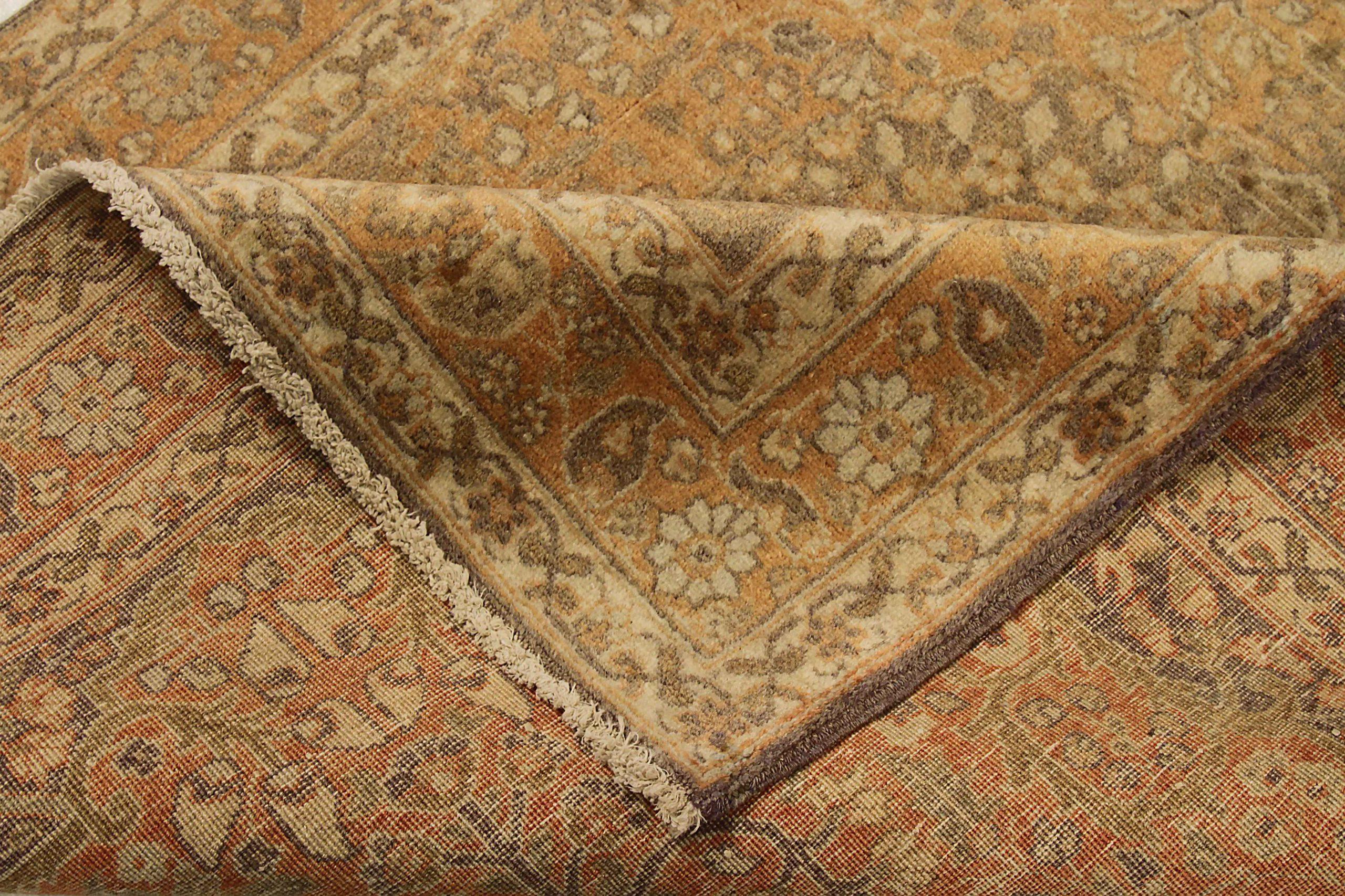 Persischer Täbriz Kleiner Teppich CIRCA 1910 - Wolle Braun Elfenbein 71417 im Zustand „Hervorragend“ im Angebot in Dallas, TX