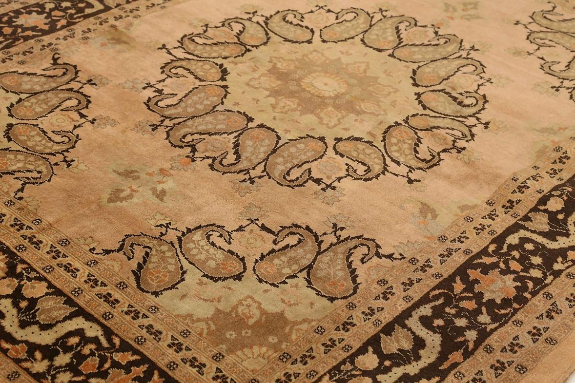 Persische Tabriz kleinen Teppich CIRCA 1910 - Wolle braun rosa Taupe 71037 (Asiatisch) im Angebot