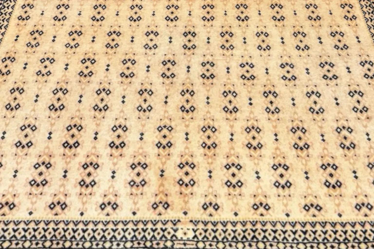 Tapis persan Tabriz Small - Laine Noir Ivoire Rouge Design - 75664 Excellent état - En vente à Dallas, TX