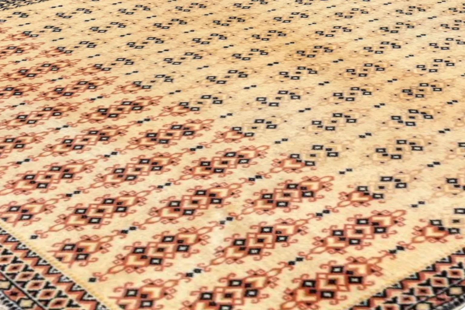 Tapis persan Tabriz Small - Laine Noir Ivoire Rouge Design - 75664 en vente 1