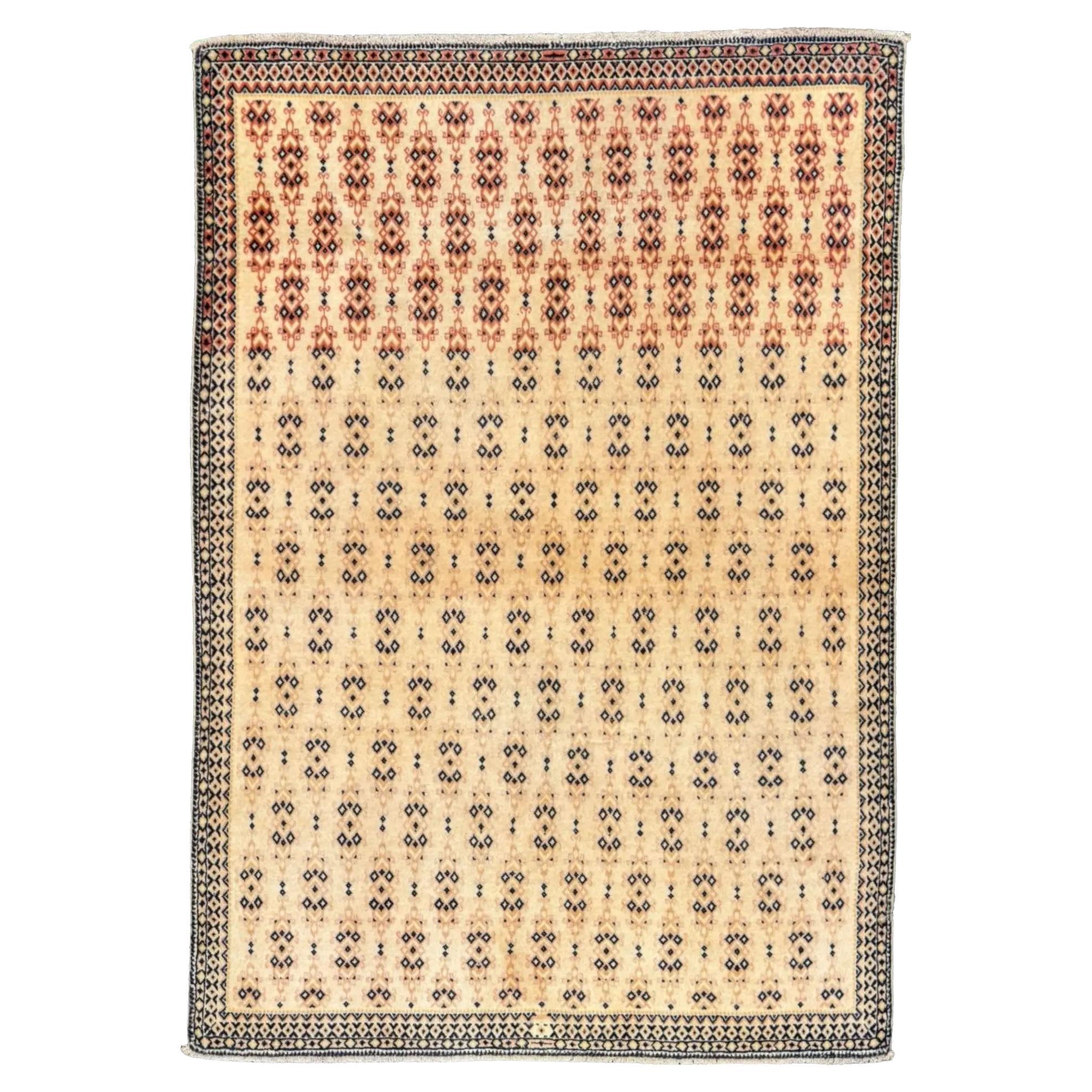 Tapis persan Tabriz Small - Laine Noir Ivoire Rouge Design - 75664 en vente