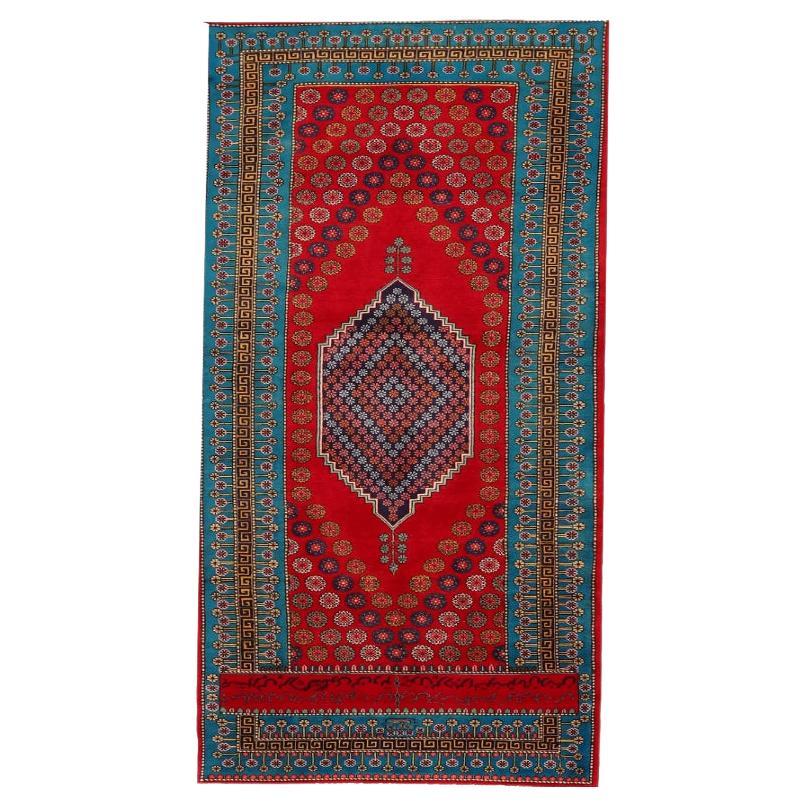 Persian Tabriz Small Rug - Wool Blue Navy Blue Red Yellow - 94654 For Sale