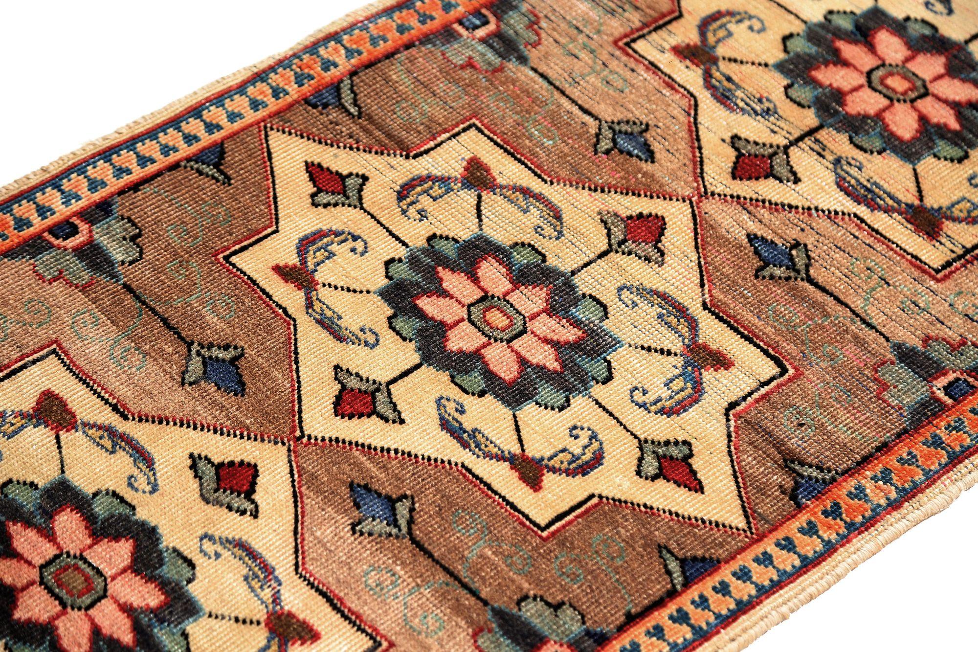 XX secolo Tappeto persiano Tabriz Small - Lana Marrone Avorio Design - 96801 in vendita