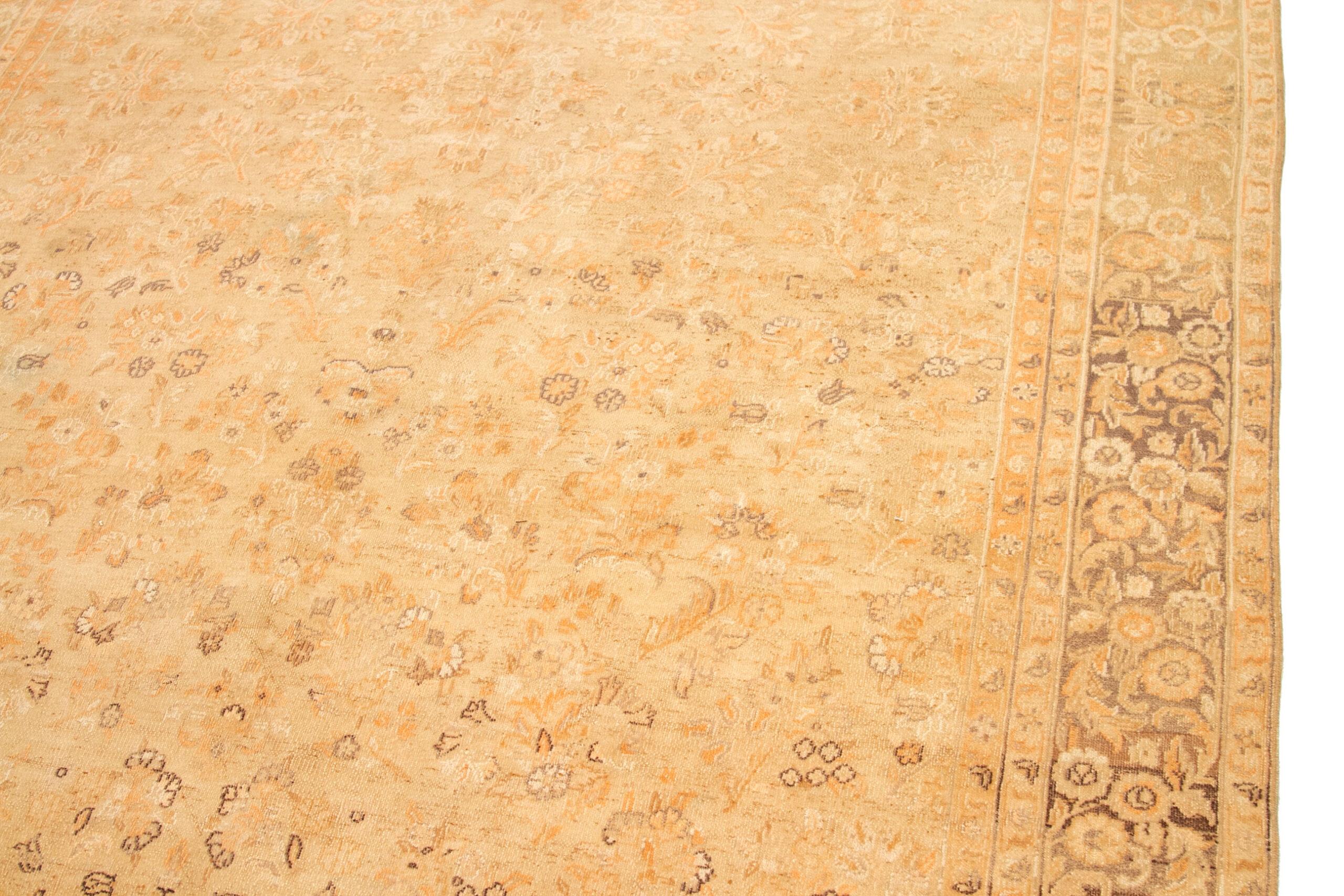 Iracheno Tappeto persiano Tabriz Small - Lana Marrone Avorio Arancione - 92680 in vendita