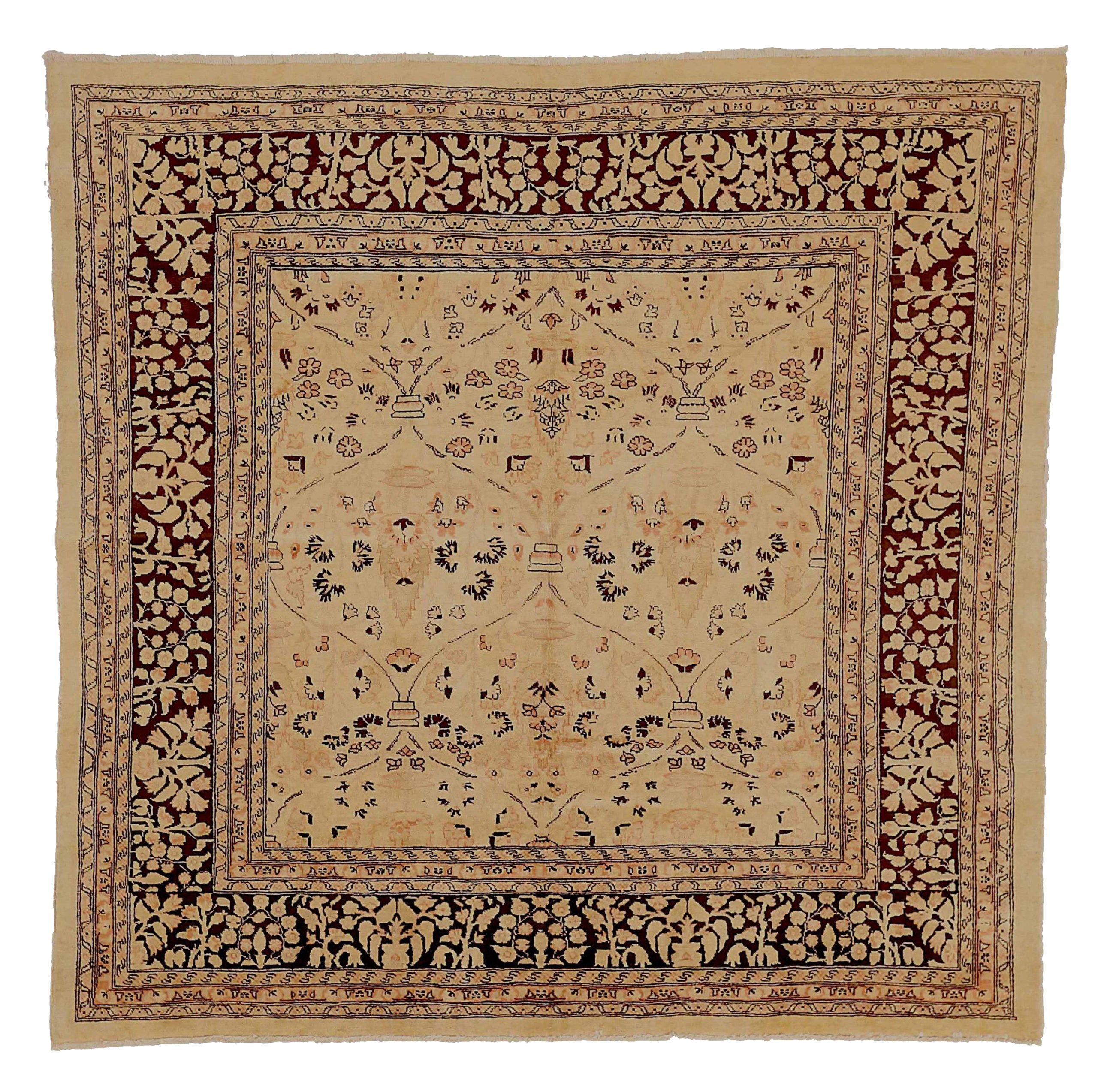 Tappeto Persiano Tabriz Piccolo - Lana Marrone Avorio Rosa 71925