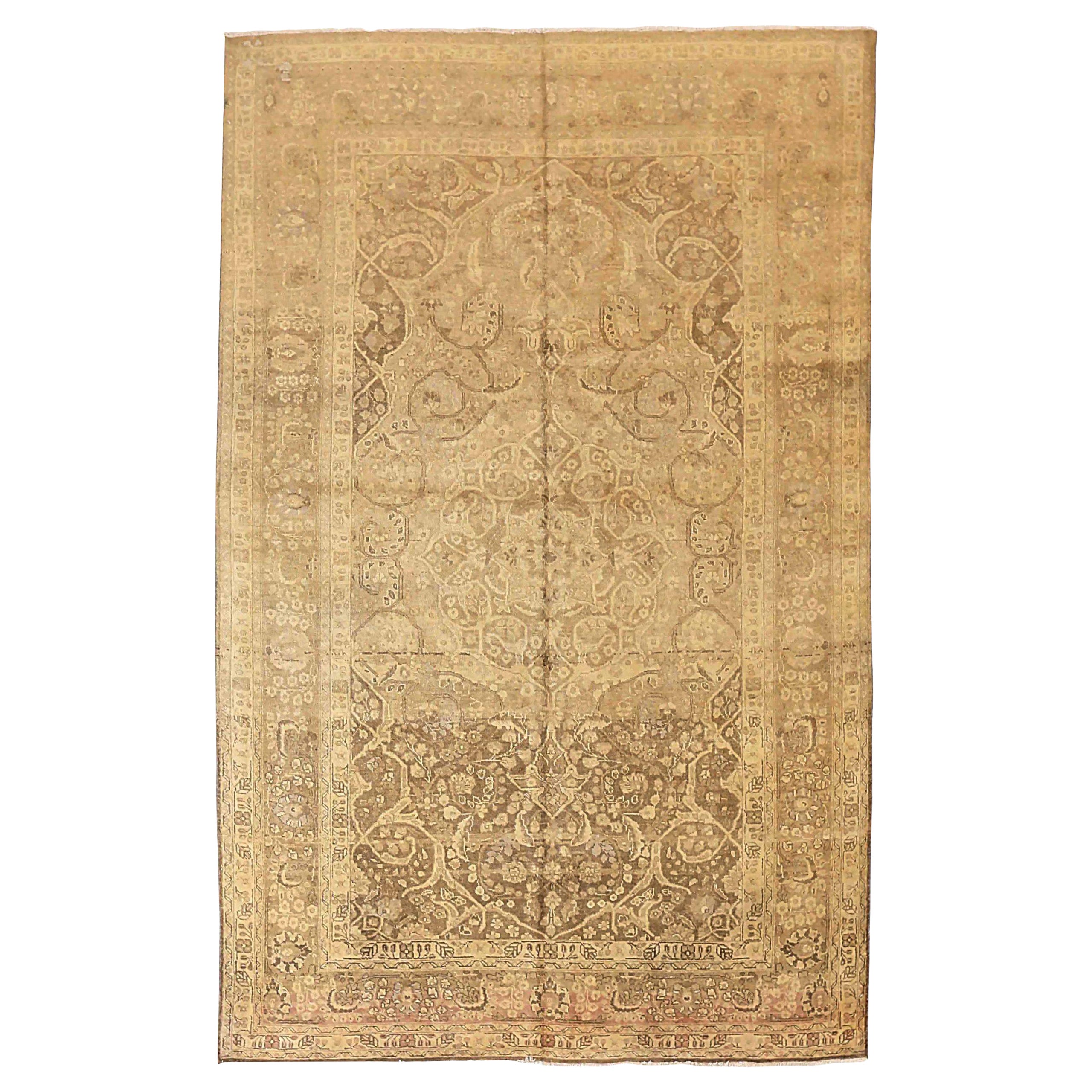 Alfombra Persa Tabriz Pequeña - Lana Marrón Marfil Topo 73247