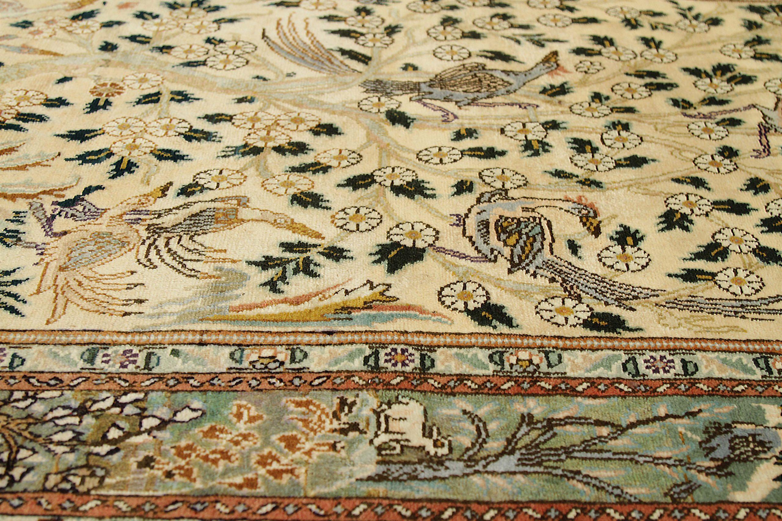 Iracheno Tappeto persiano Tabriz Small - Disegno in lana Greene & Greene Ivory - 88812 in vendita
